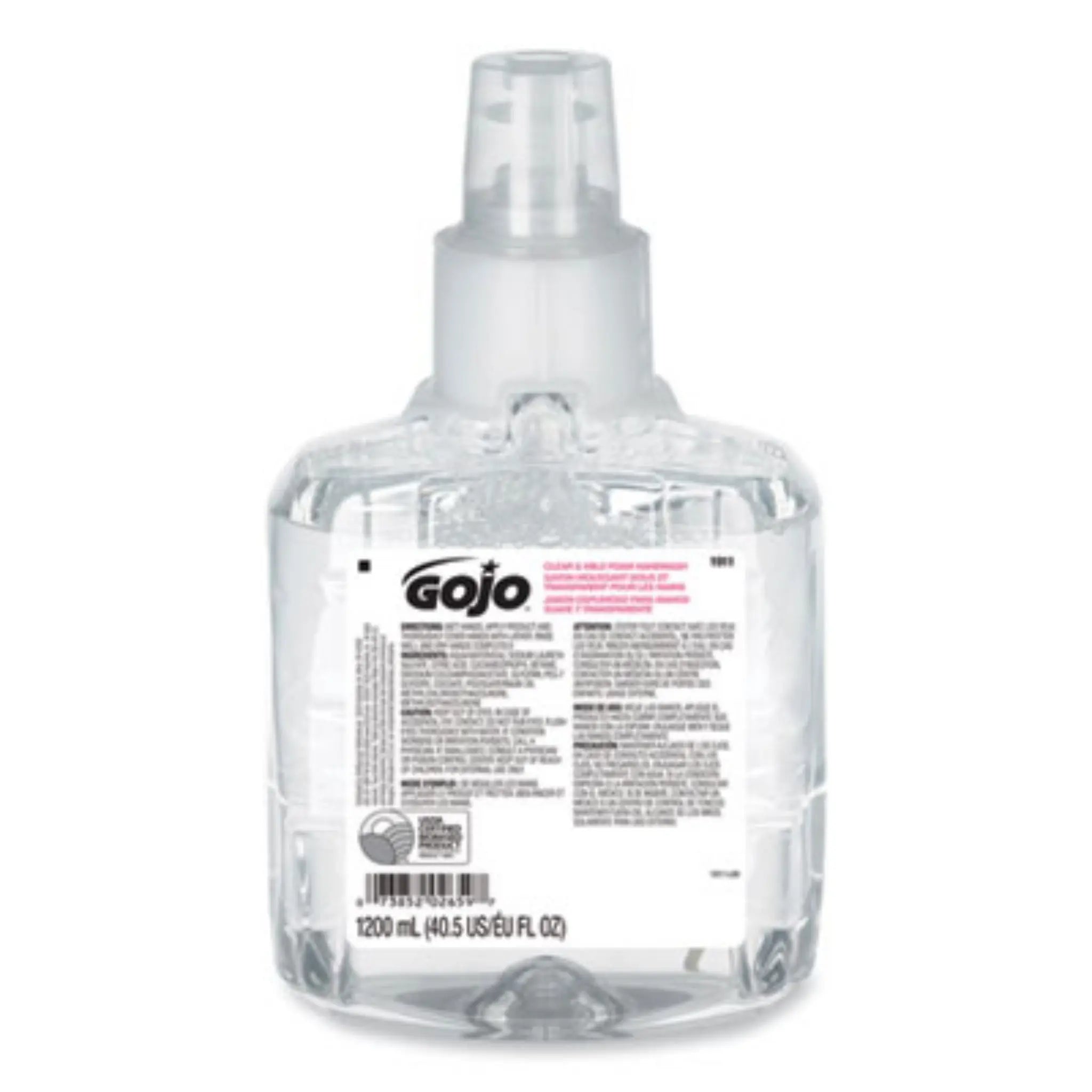 GO-JO INDUSTRIES GOJ191102CT Clear and Mild Foam Handwash Refill, For GOJO LTX-12 Dispenser, Fragrance-Free, 1,200 mL Refill, Carton of 2