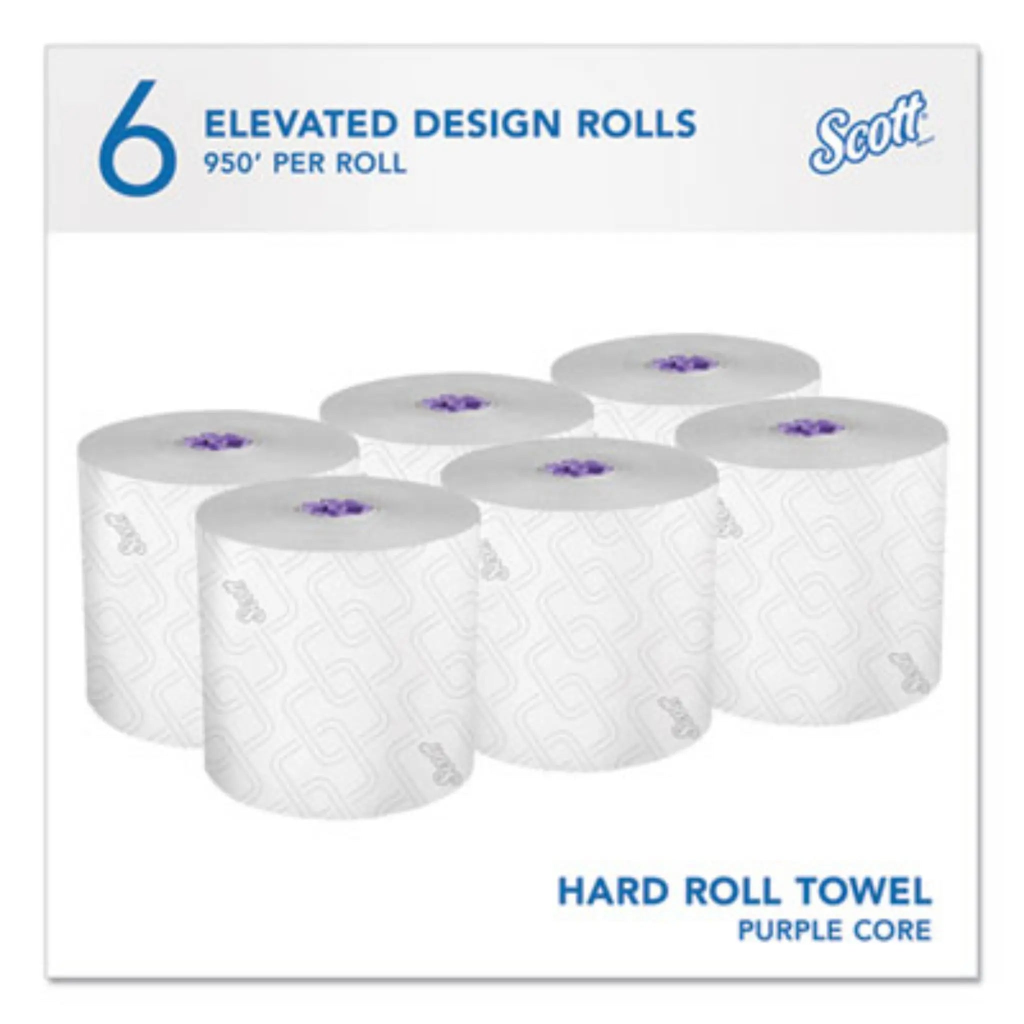 KIMBERLY-CLARK Scott 02001 Essential High Capacity Hard Roll Towel, 1-Ply, 8" x 950 ft, White, Carton of 6 Rolls