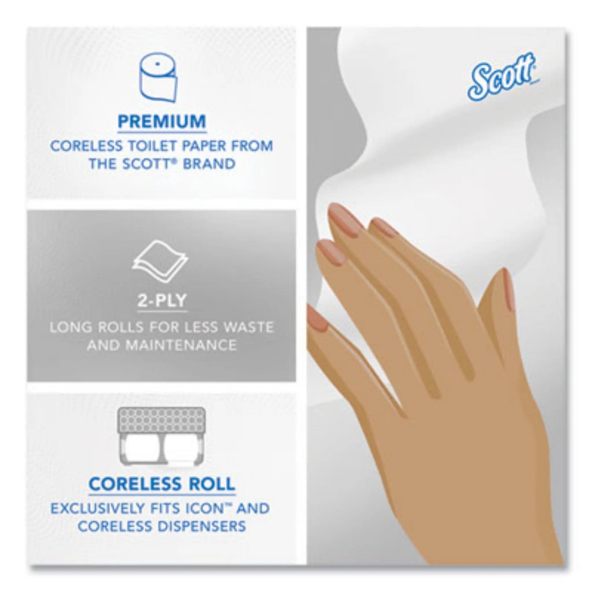 KIMBERLY-CLARK KCC04007 Essential Coreless SRB Bathroom Tissue, Premium