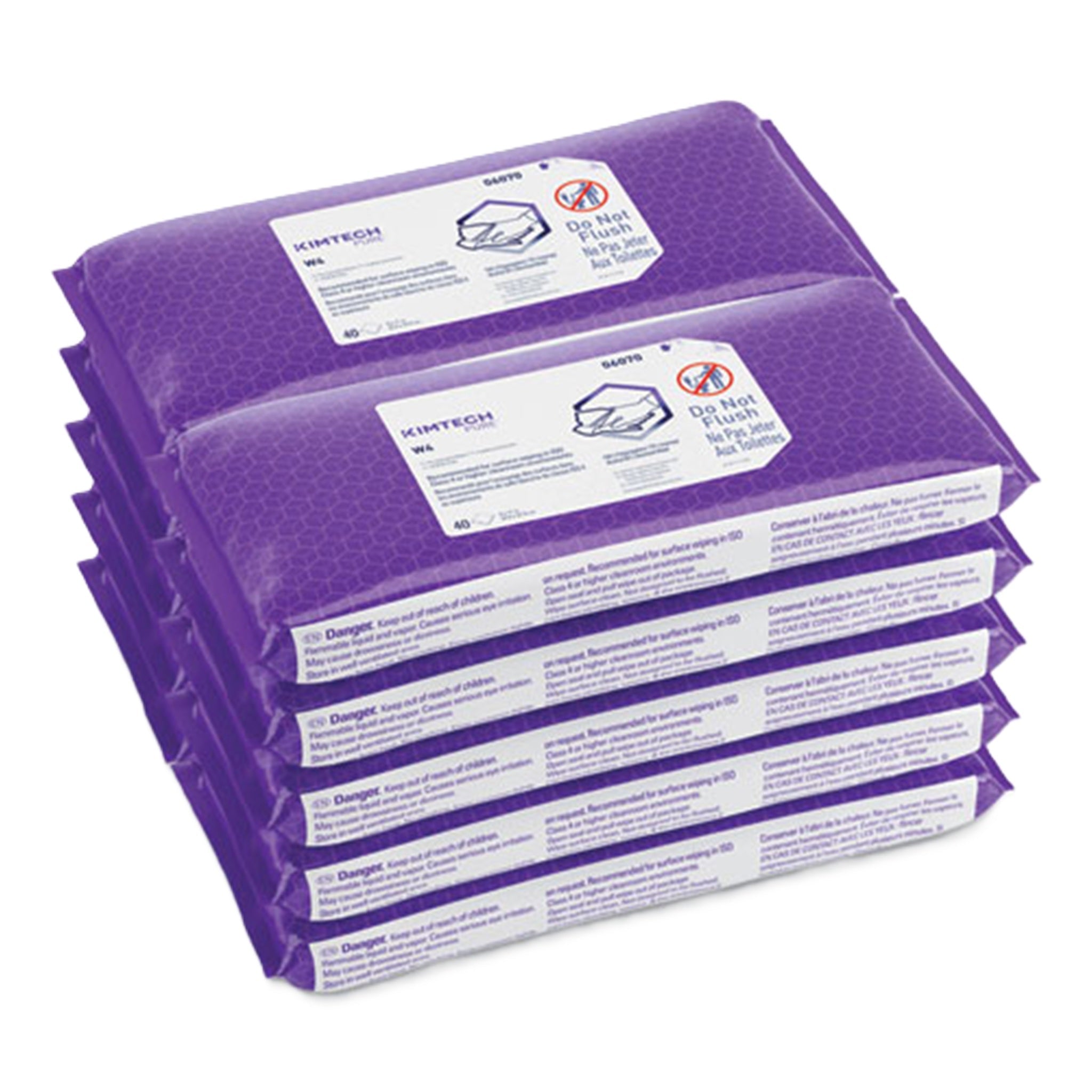 Kimberly-Clark Kimtech 06070 W4 Pre-Saturated Alcohol Wipers, 70% IPA, 1-Ply, 9 x 11, White, Pack of 40, Carton of 10 Packs