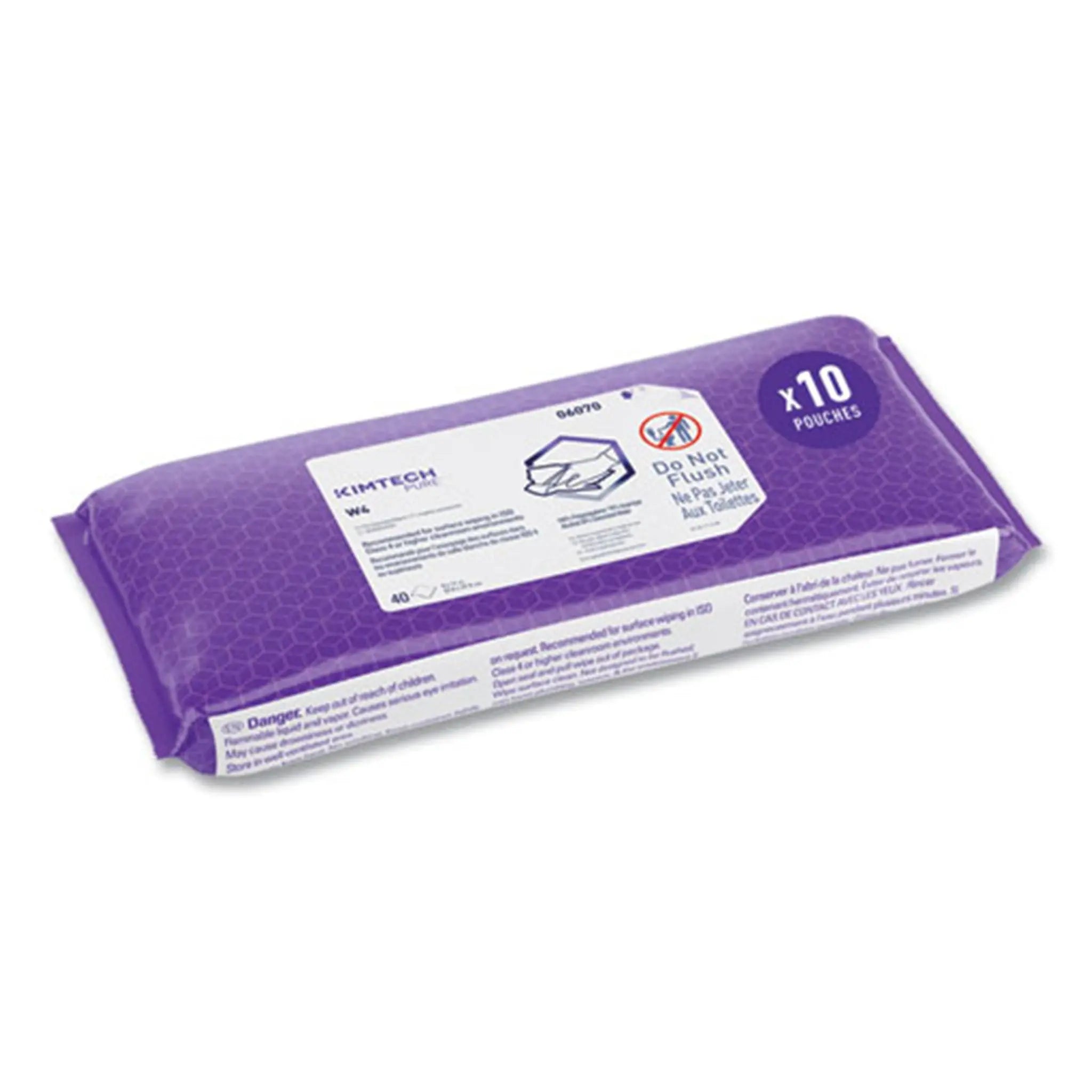 Kimberly-Clark Kimtech 06070 W4 Pre-Saturated Alcohol Wipers, 70% IPA, 1-Ply, 9 x 11, White, Pack of 40, Carton of 10 PacksÂ