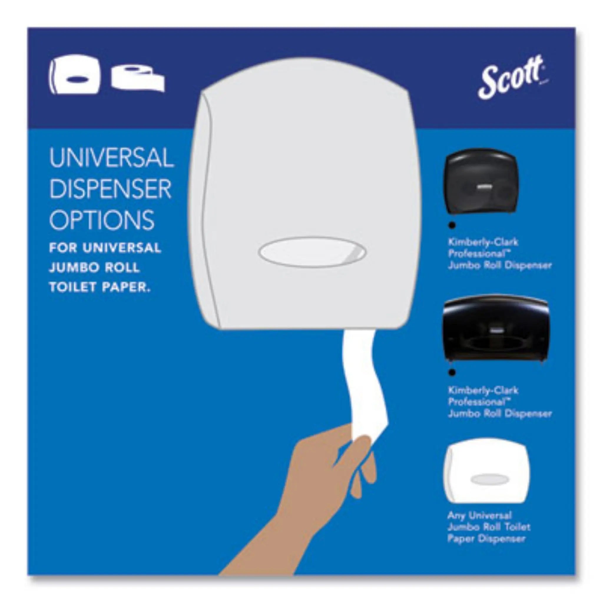 KIMBERLY-CLARK KCC07805 Essential JRT Jumbo Roll Bathroom Tissue, Septic Safe, 2-Ply, White, 3.55" x 1,000 ft, Carton of 12 Rolls