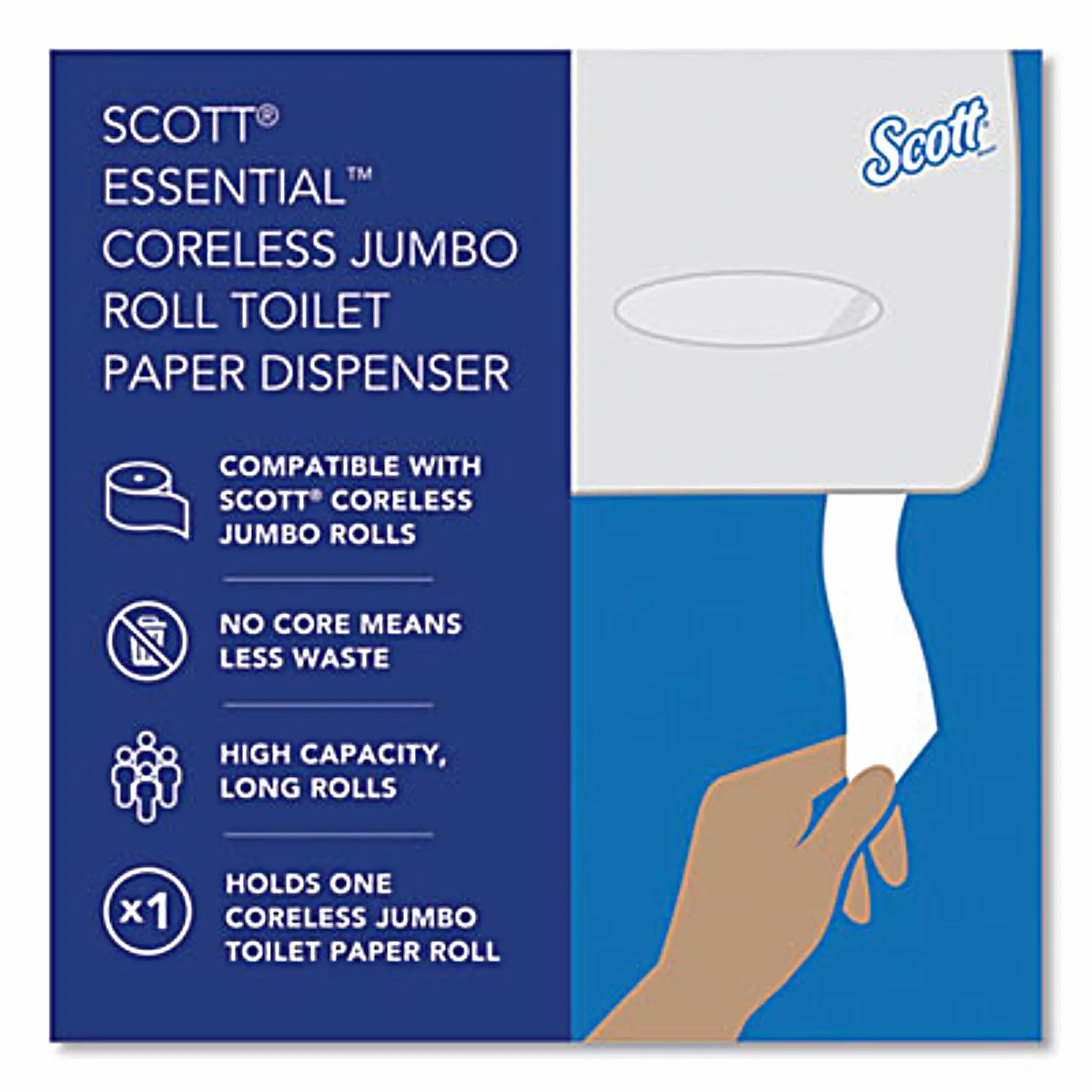 KIMBERLY CLARK Scott KCC09602 Essential Coreless Jumbo Roll Tissue Dispenser for Business, 14.25 x 6 x 9.75, Black, 1 Each