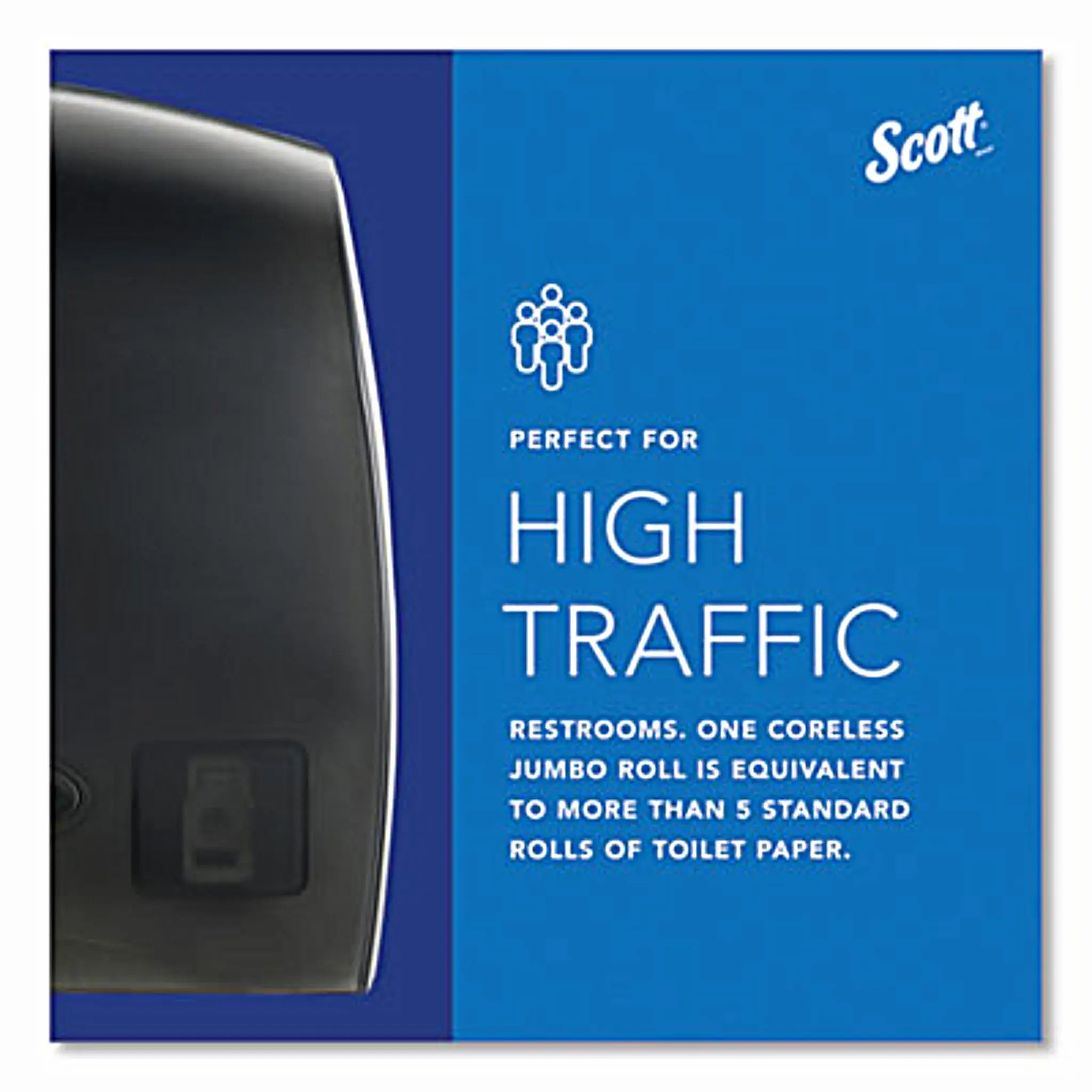 KIMBERLY CLARK Scott KCC09602 Essential Coreless Jumbo Roll Tissue Dispenser for Business, 14.25 x 6 x 9.75, Black, 1 Each