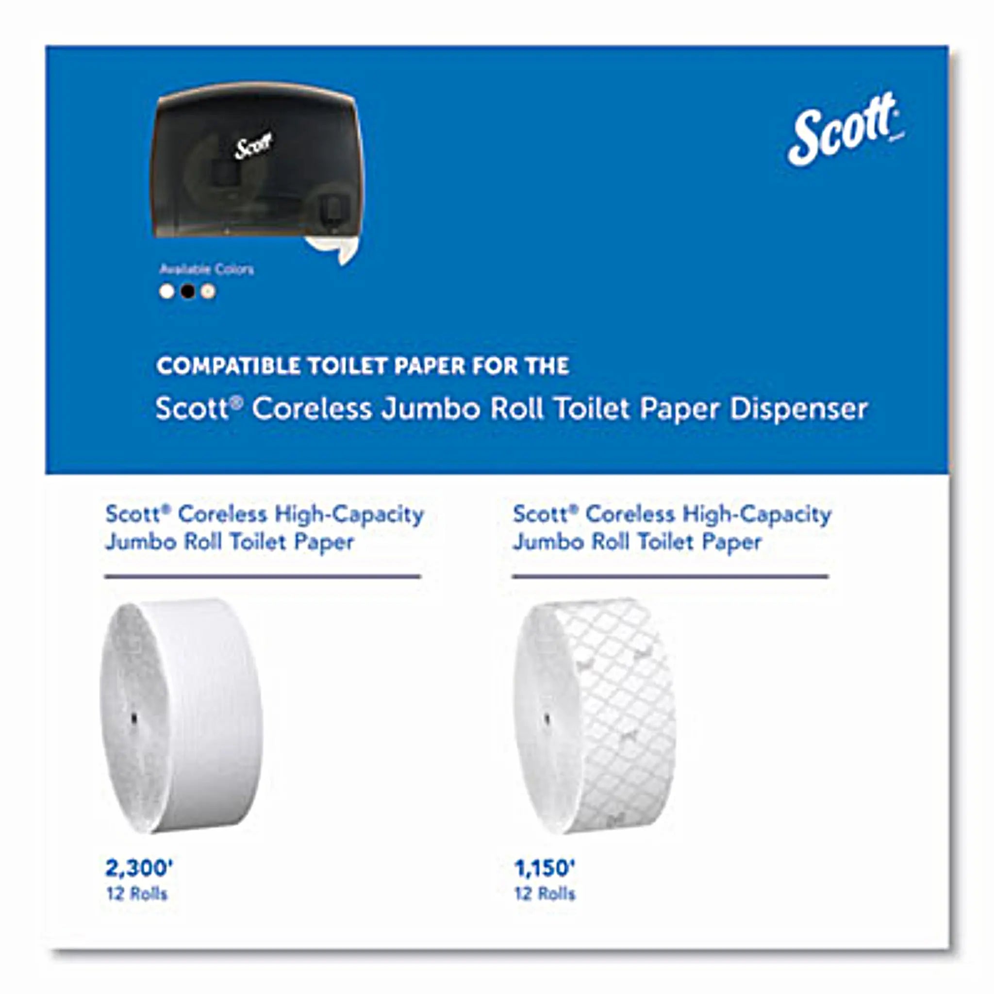 KIMBERLY CLARK Scott KCC09602 Essential Coreless Jumbo Roll Tissue Dispenser for Business, 14.25 x 6 x 9.75, Black, 1 Each