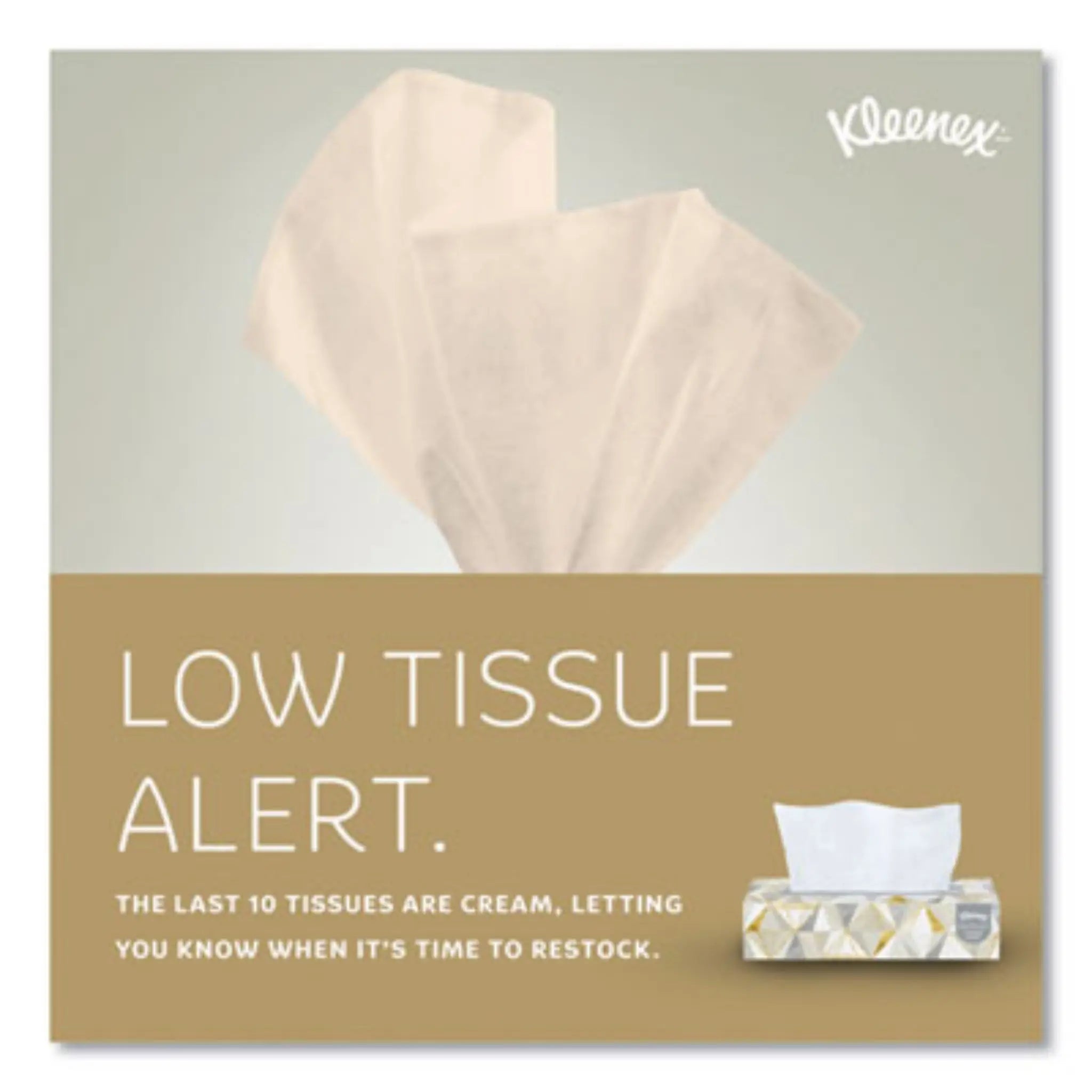 KIMBERLY-CLARK KCC21606BX White Facial Tissue, Low Tissue Alert