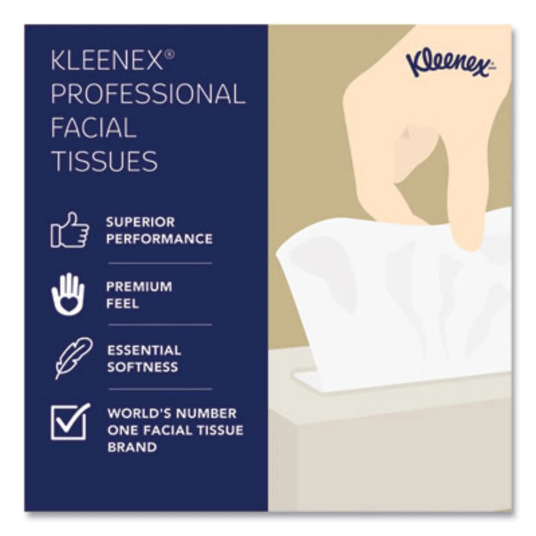 KIMBERLY-CLARK KCC21606BX White Facial Tissue, Professional Facial Tissue