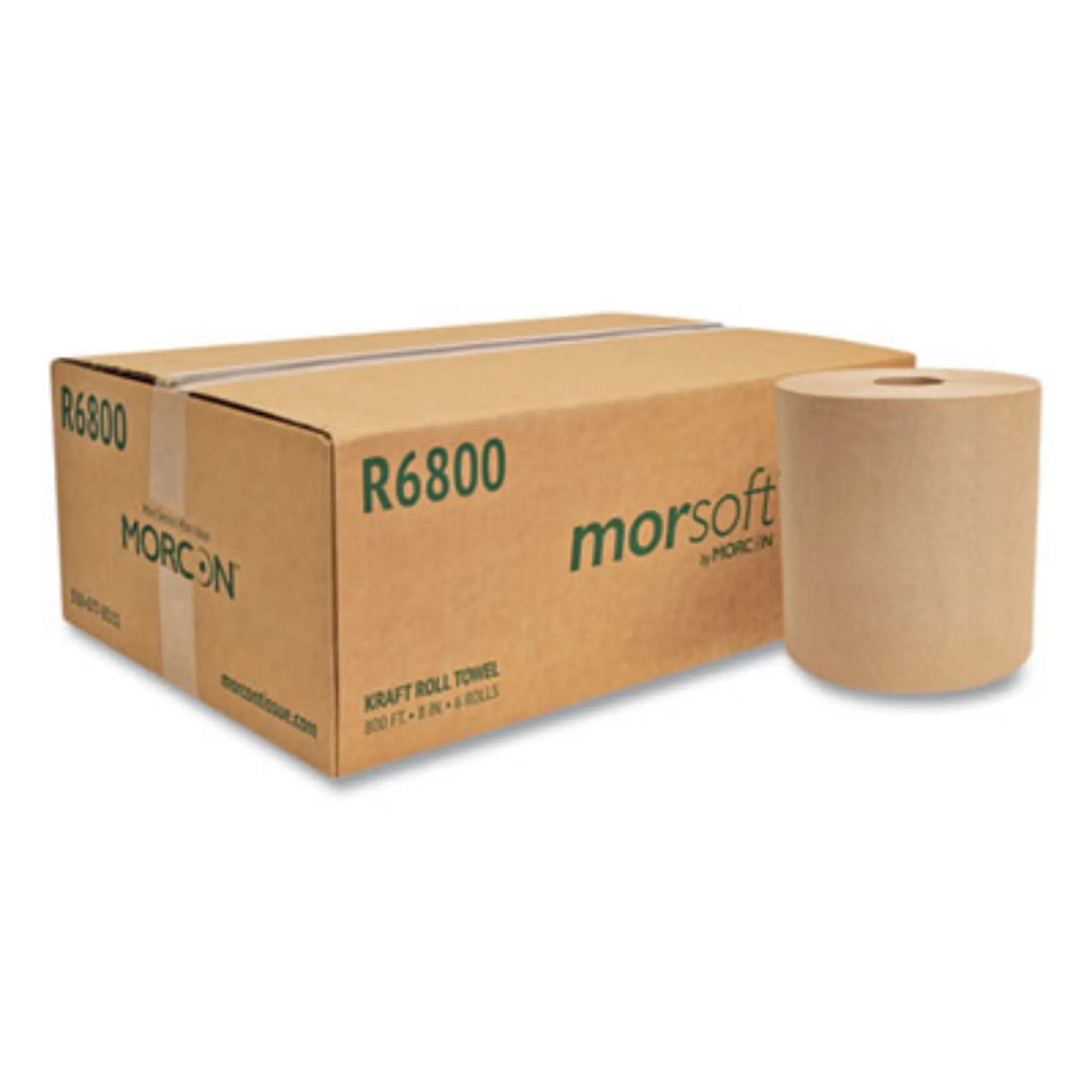 MORCON MOR29 Morsoft Universal Roll Towels, 1-Ply, 8" x 800 ft, Brown, Carton of 6 Rolls