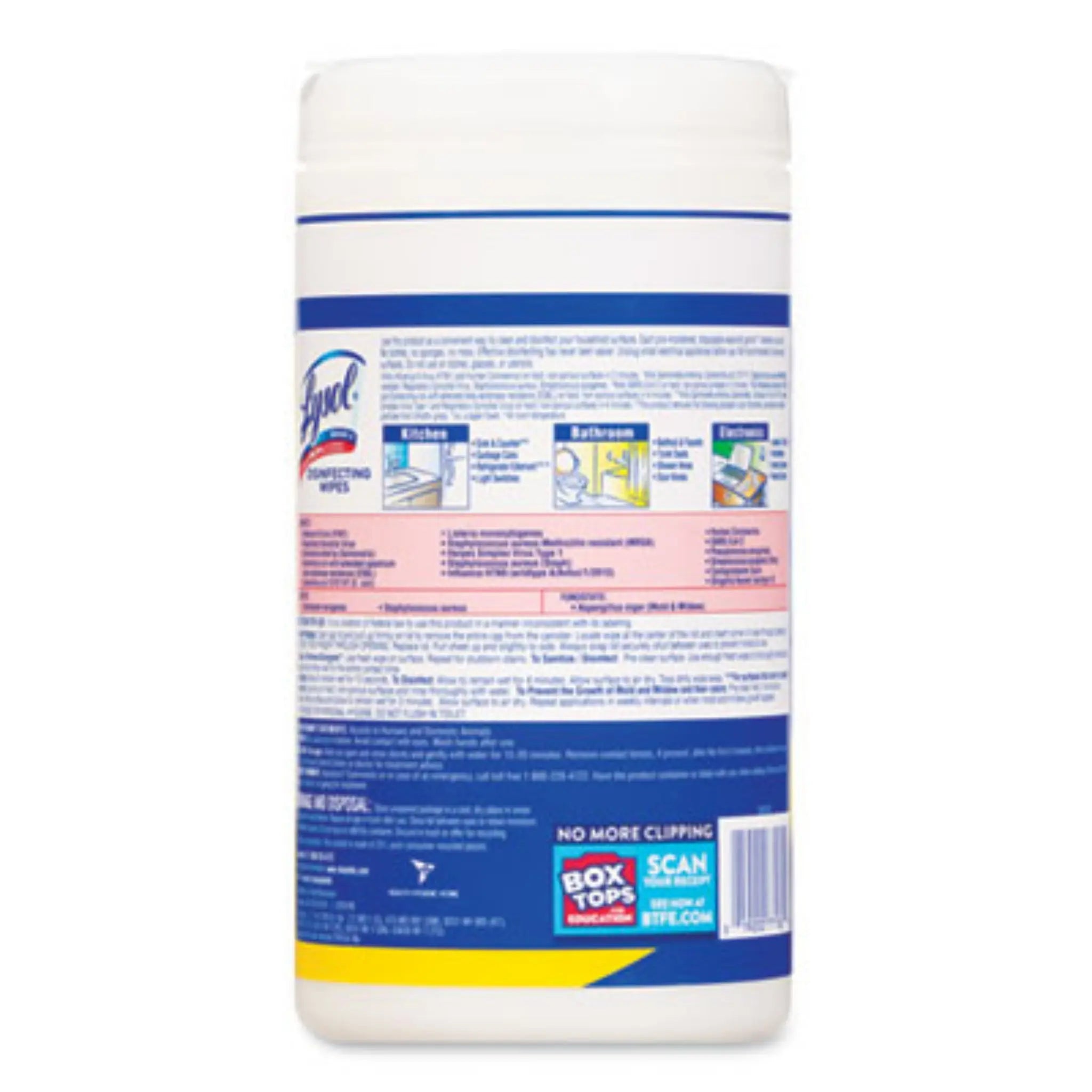 RECKITT BENCKISER RAC77182CT Disinfecting Wipes, Back View