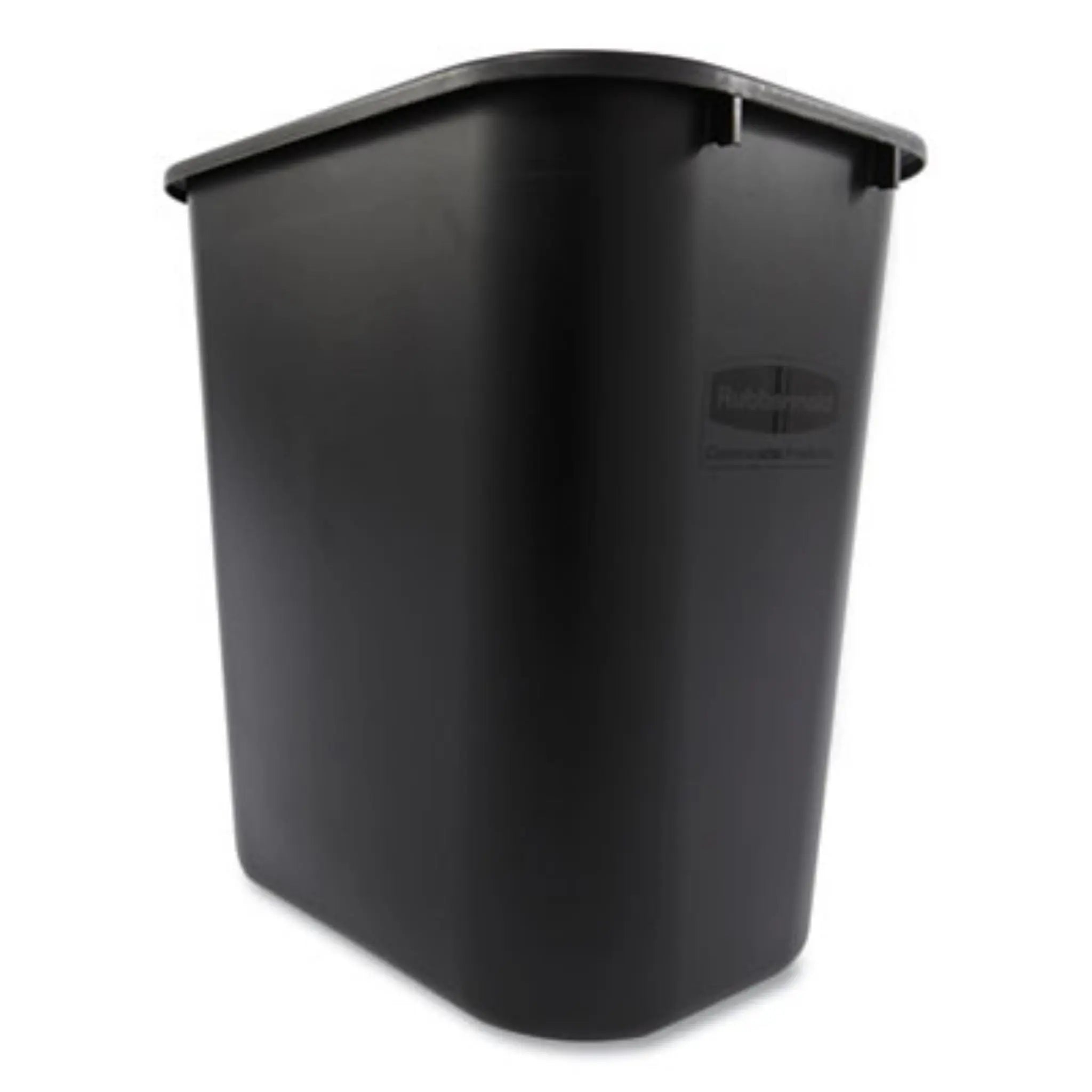 RUBBERMAID COMMERCIAL PROD. RCP295600BK Deskside Plastic Wastebasket, Slanted View