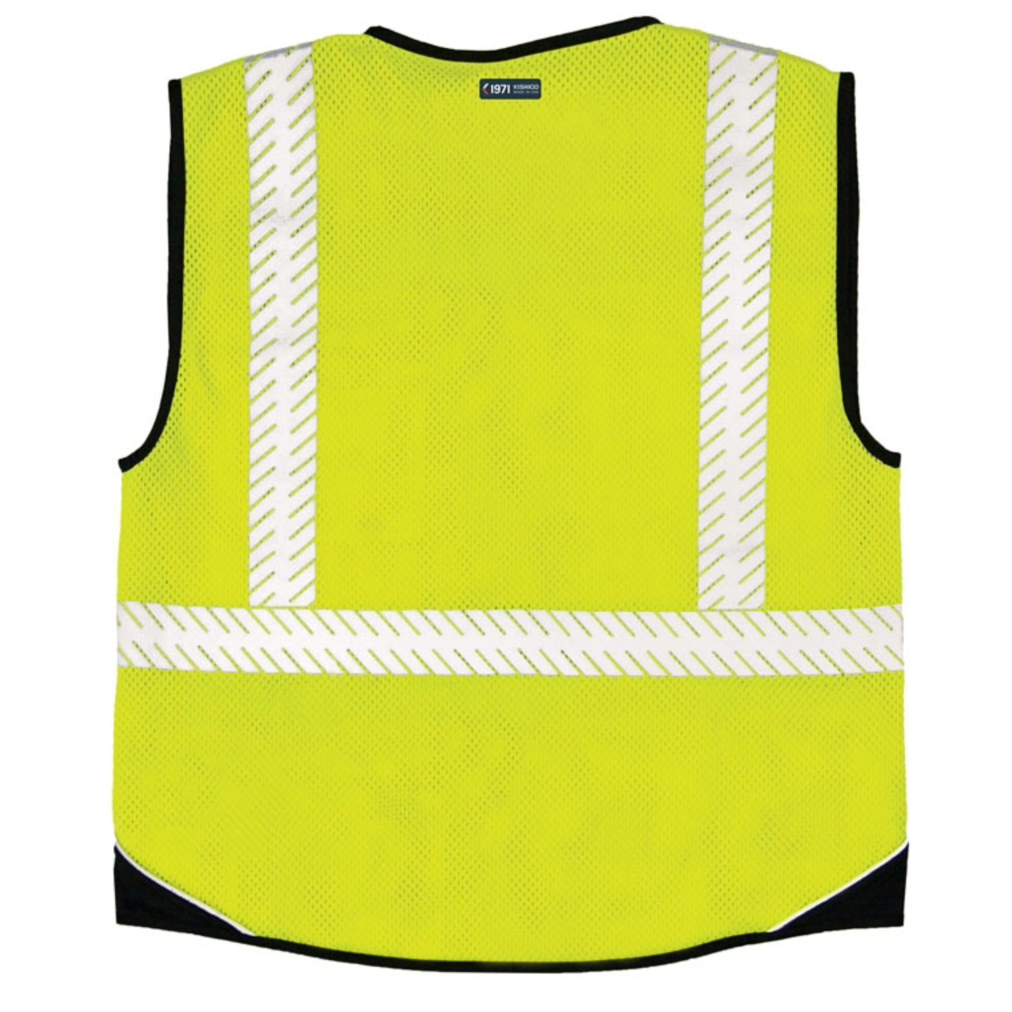 Kishigo FM410 Premium Black Series FR Black Bottom Mesh Vest, Lime, 1 Each-Back-Flat