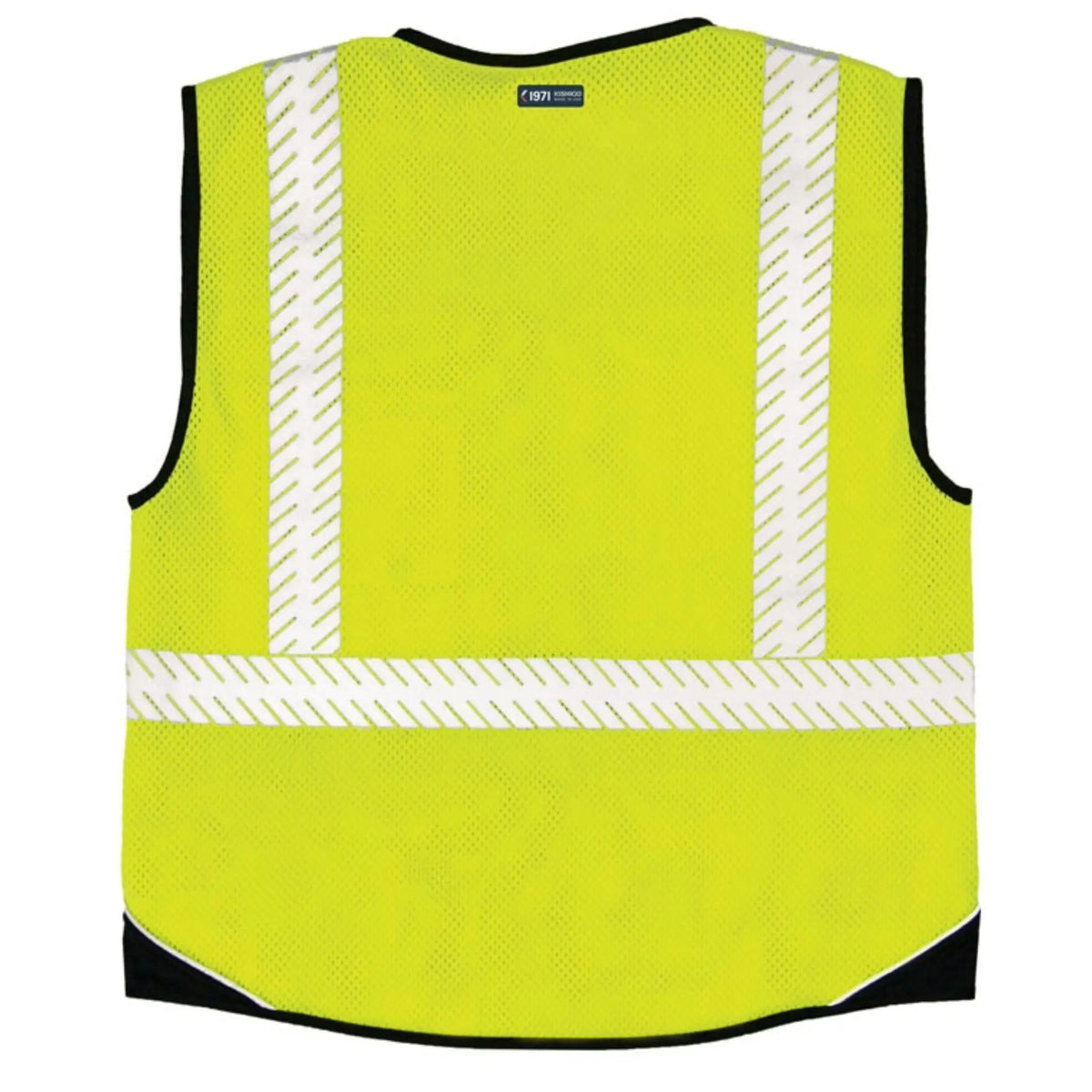 Kishigo FM410 Premium Black Series FR Black Bottom Mesh Vest, Lime, 1 Each-Back-Flat