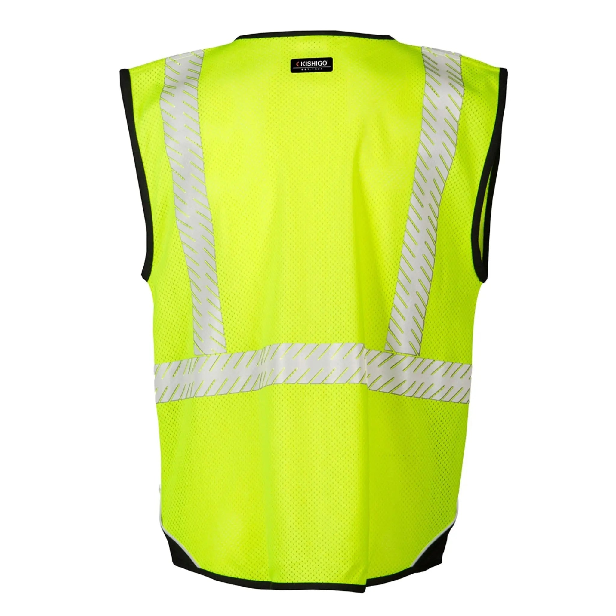 Kishigo FM410 Premium Black Series FR Black Bottom Mesh Vest, Lime, 1 Each-Back