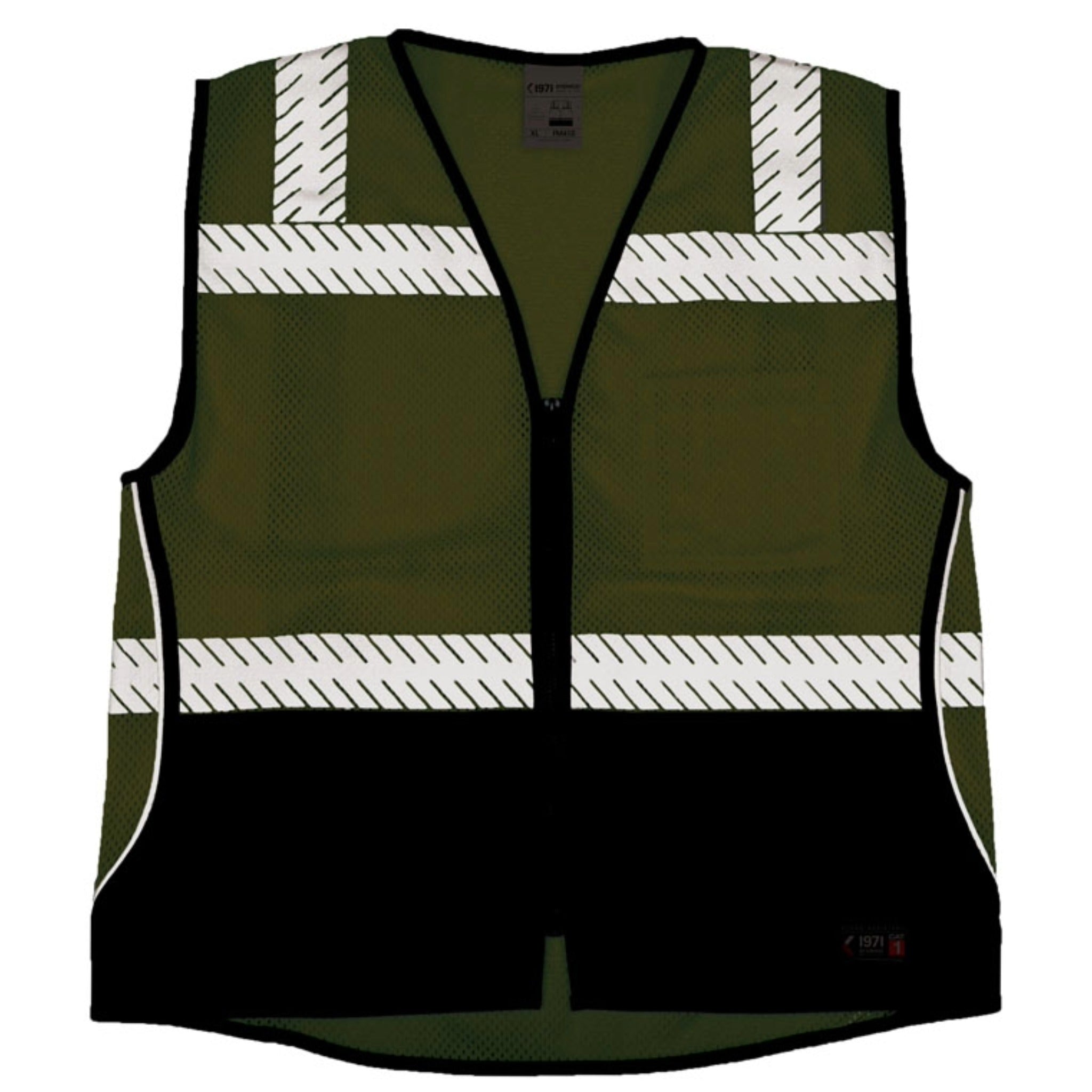 Kishigo FM410 Premium Black Series FR Black Bottom Mesh Vest, Lime, 1 Each-Night
