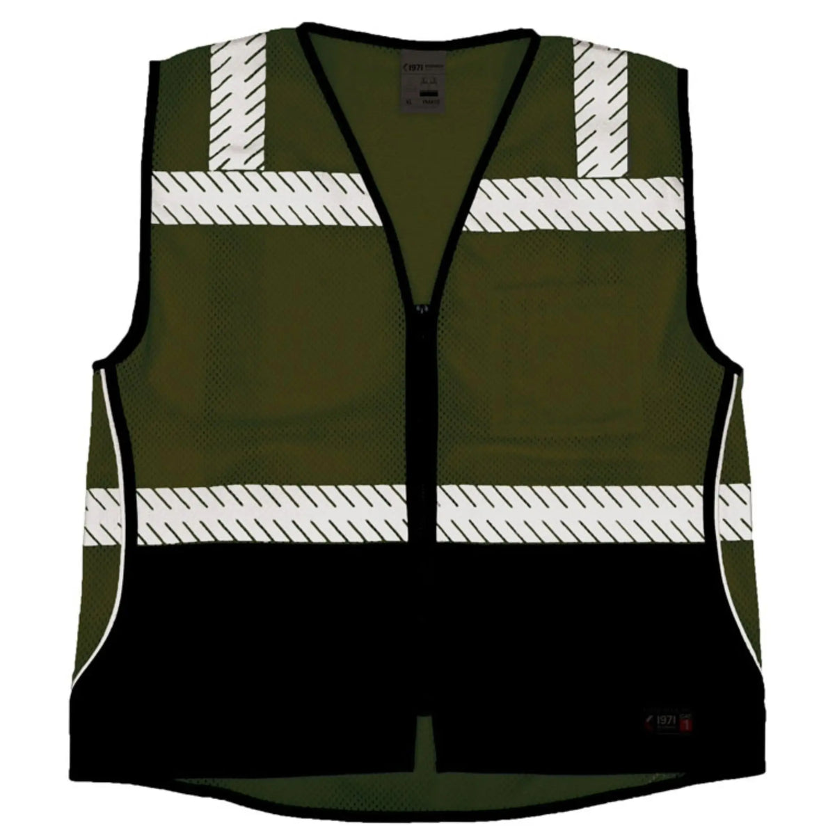 Kishigo FM410 Premium Black Series FR Black Bottom Mesh Vest, Lime, 1 Each-Night
