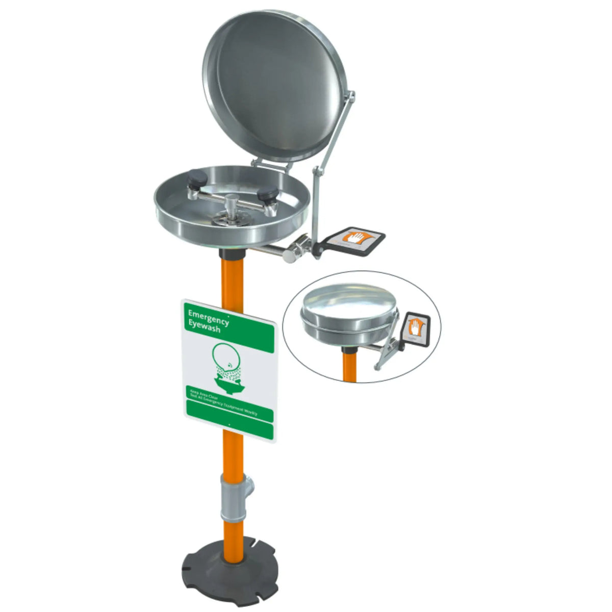 GUARDIAN EQUIPMENT G1825BC Pedestal Mounted Stainless Steel Bowl and Cover Eyewash, Main Image