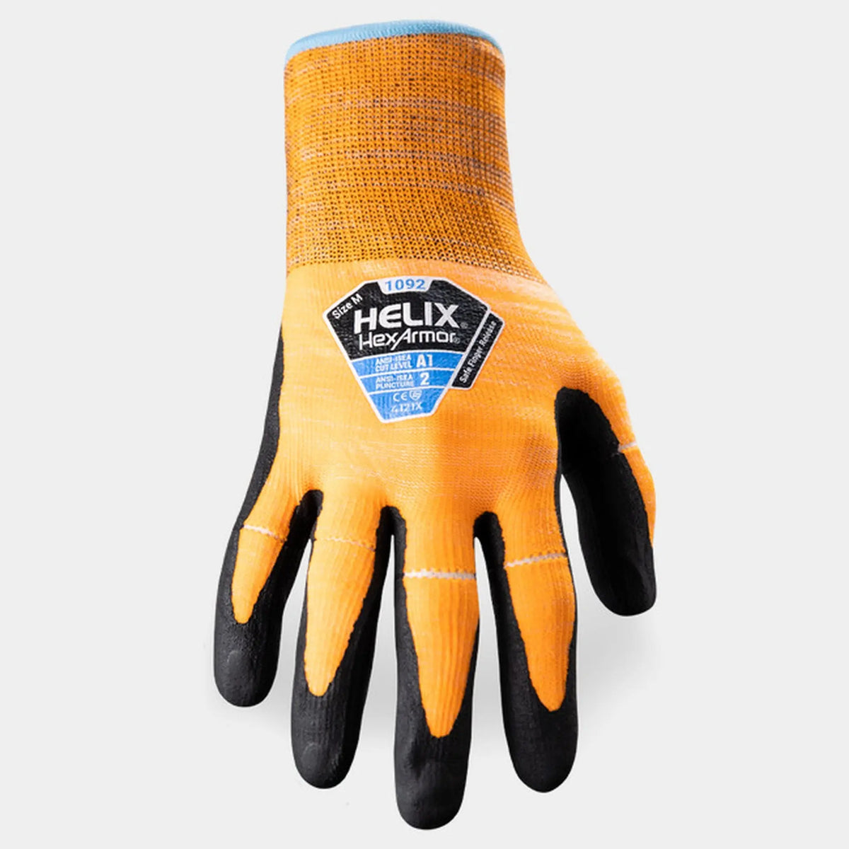 HexArmor Helix A1 1092-XXXL (12) 15G Nylon/ Elastane knit Foam Nitrile Palm Dip, Orange, 3X-Large - 12, 1 Pair, Back