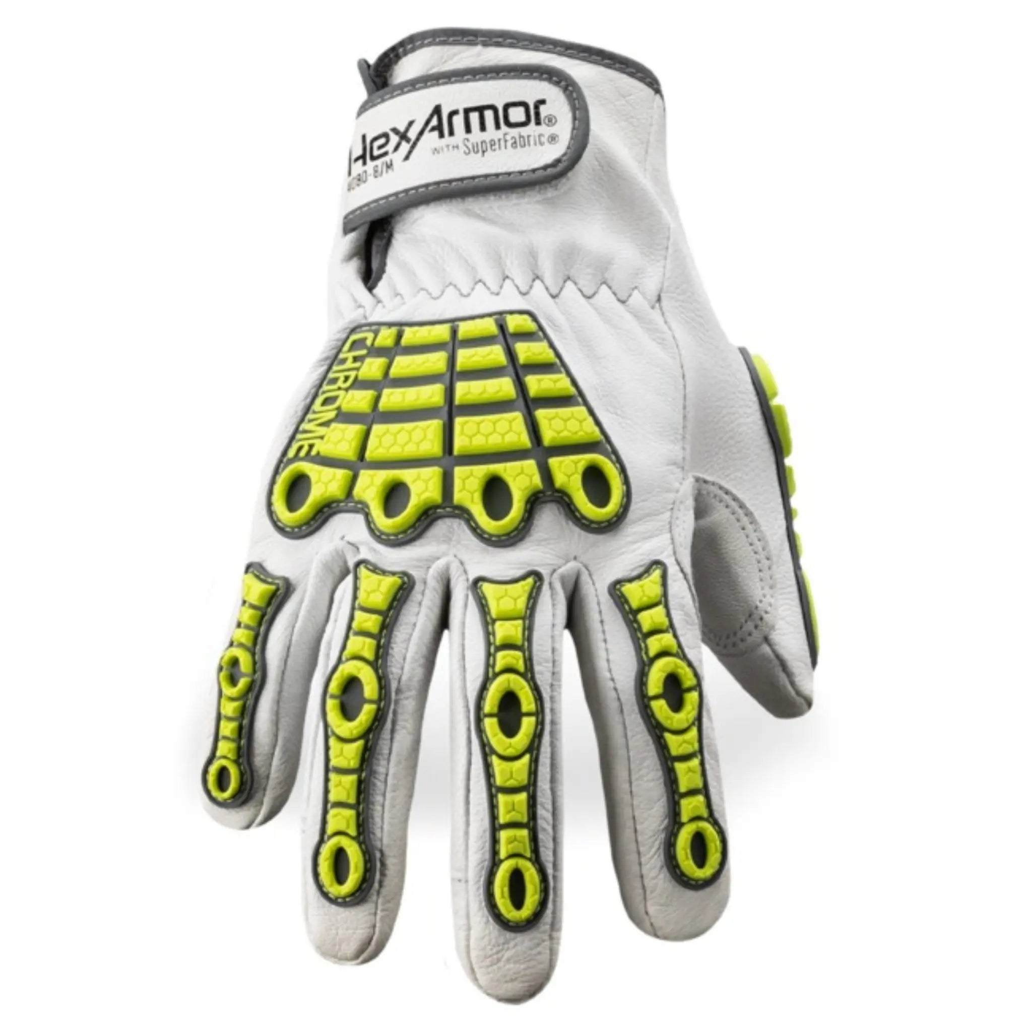 HexArmor Chrome Series 4080 Mechanics Gloves, White, 1 Pair, Back View