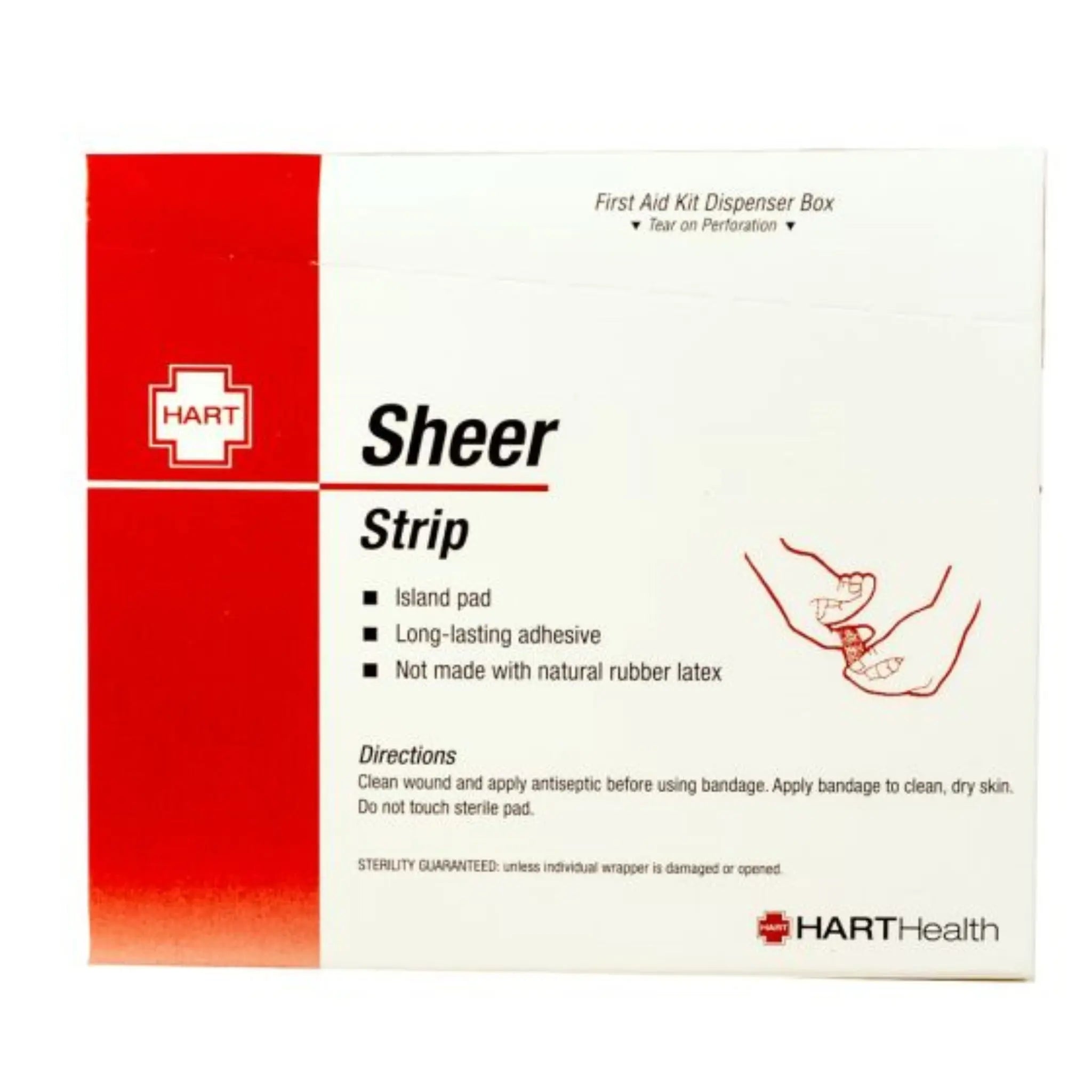 Hart Health 1011 Sheer Strip, HART, Adhesive Bandages, 1 Inch x 3 Inches, Box of 100
