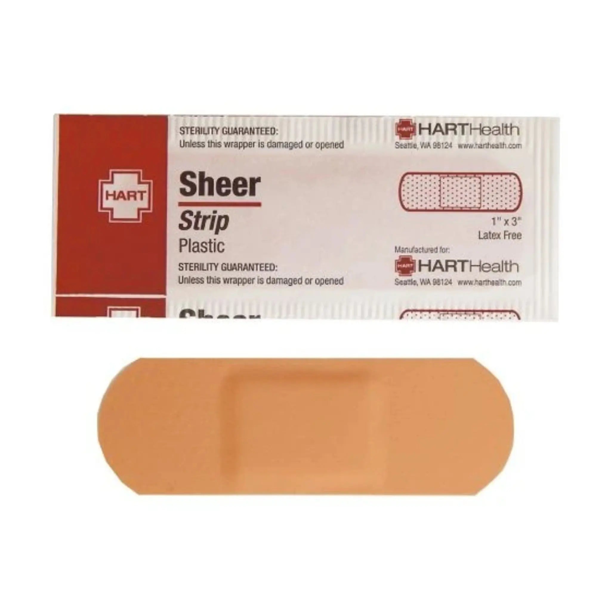 Hart Health 1011 Sheer Strip, HART, Adhesive Bandages, 1 Inch x 3 Inches, Box of 100