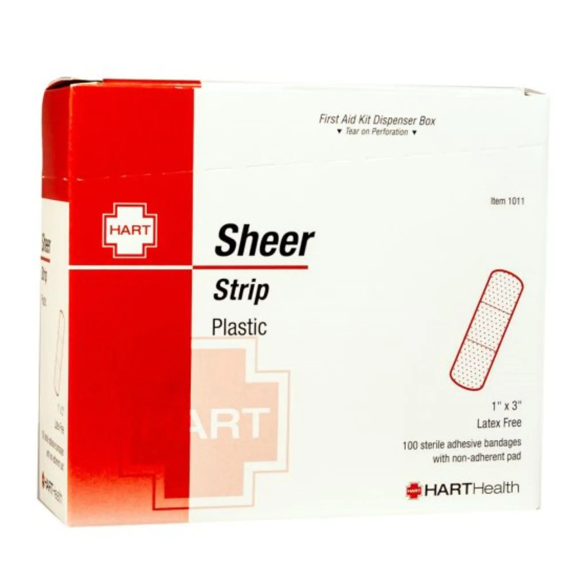 Hart Health 1011 Sheer Strip, HART, Adhesive Bandages, 1 Inch x 3 Inches, Box of 100