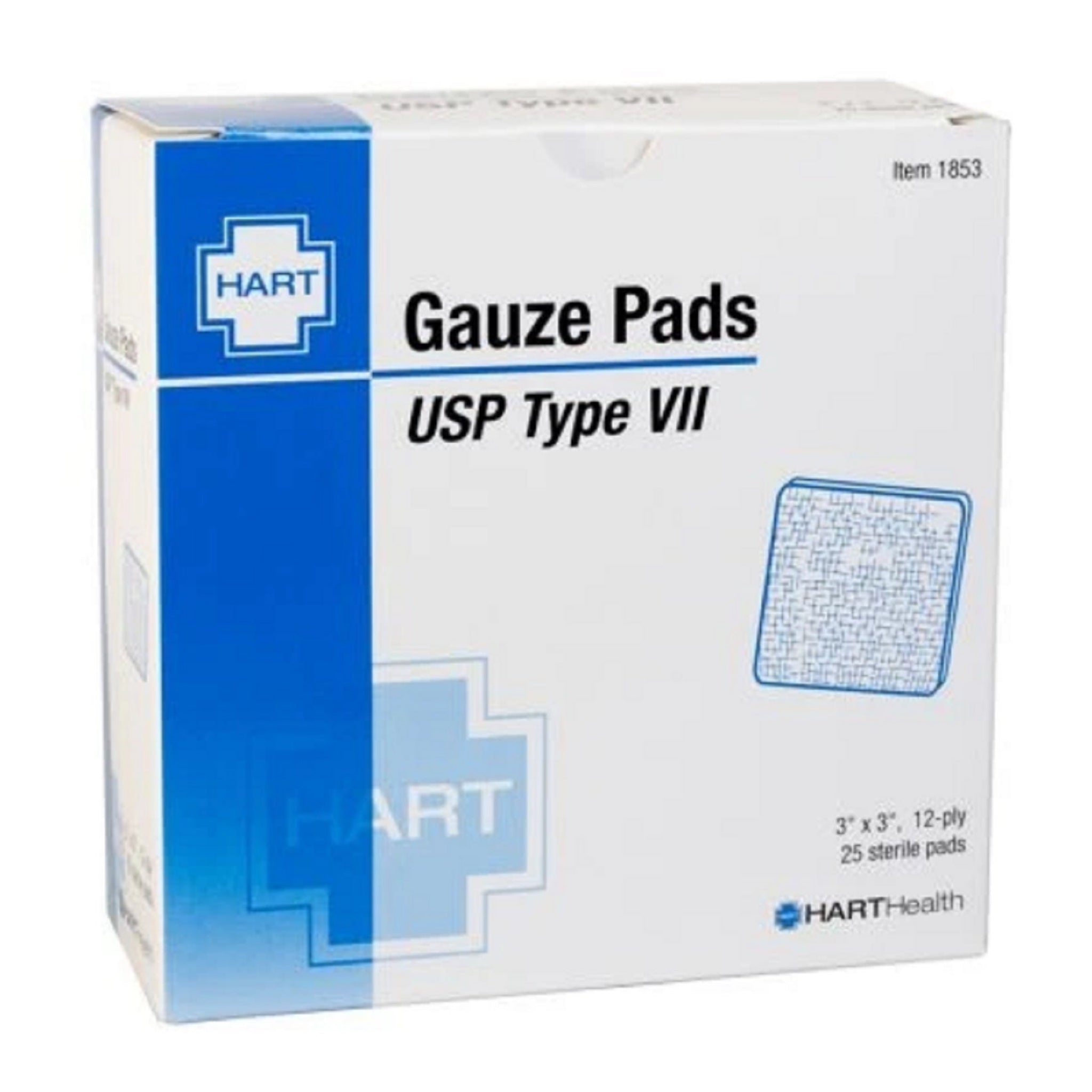 Hart Health 1853 Gauze Pads Sterile, 3 Inches X 3 Inches, Box of 25