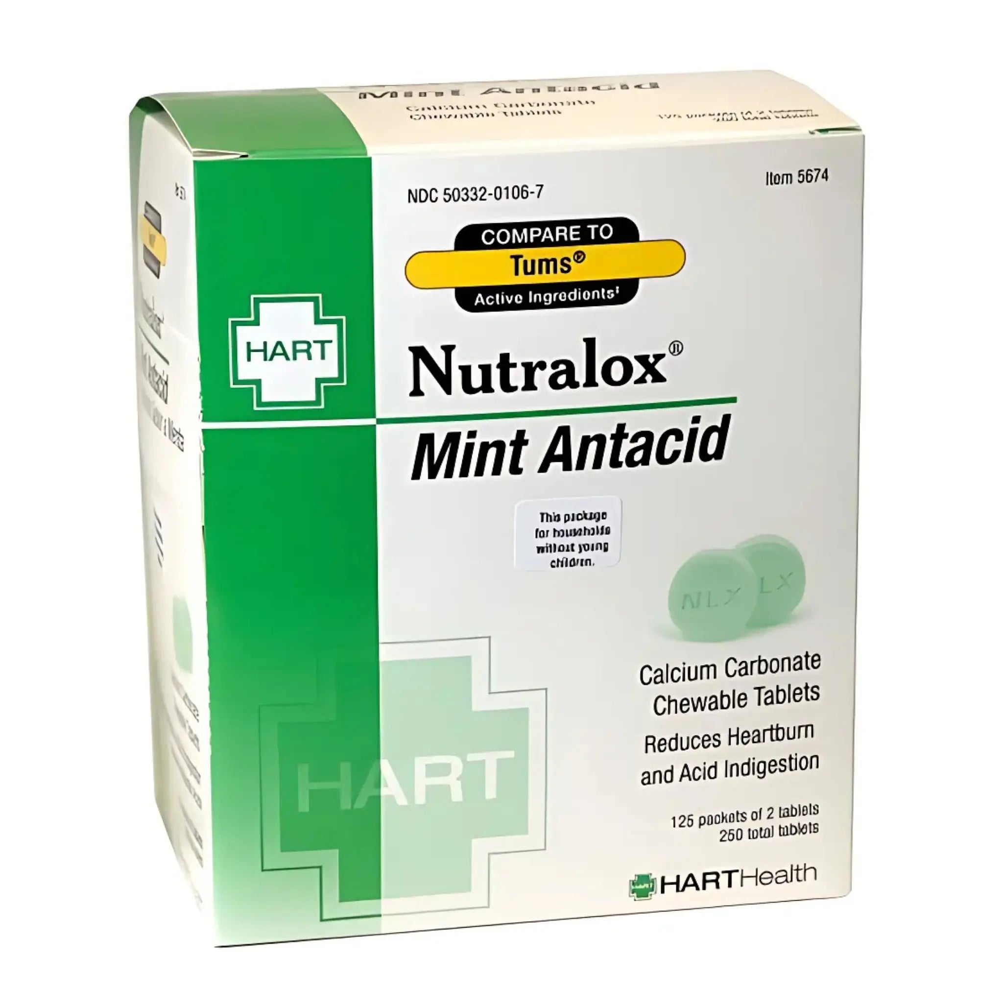 Hart Health Nutralox 5674 Mint Antacid, Box of 250 tablets, Main Image