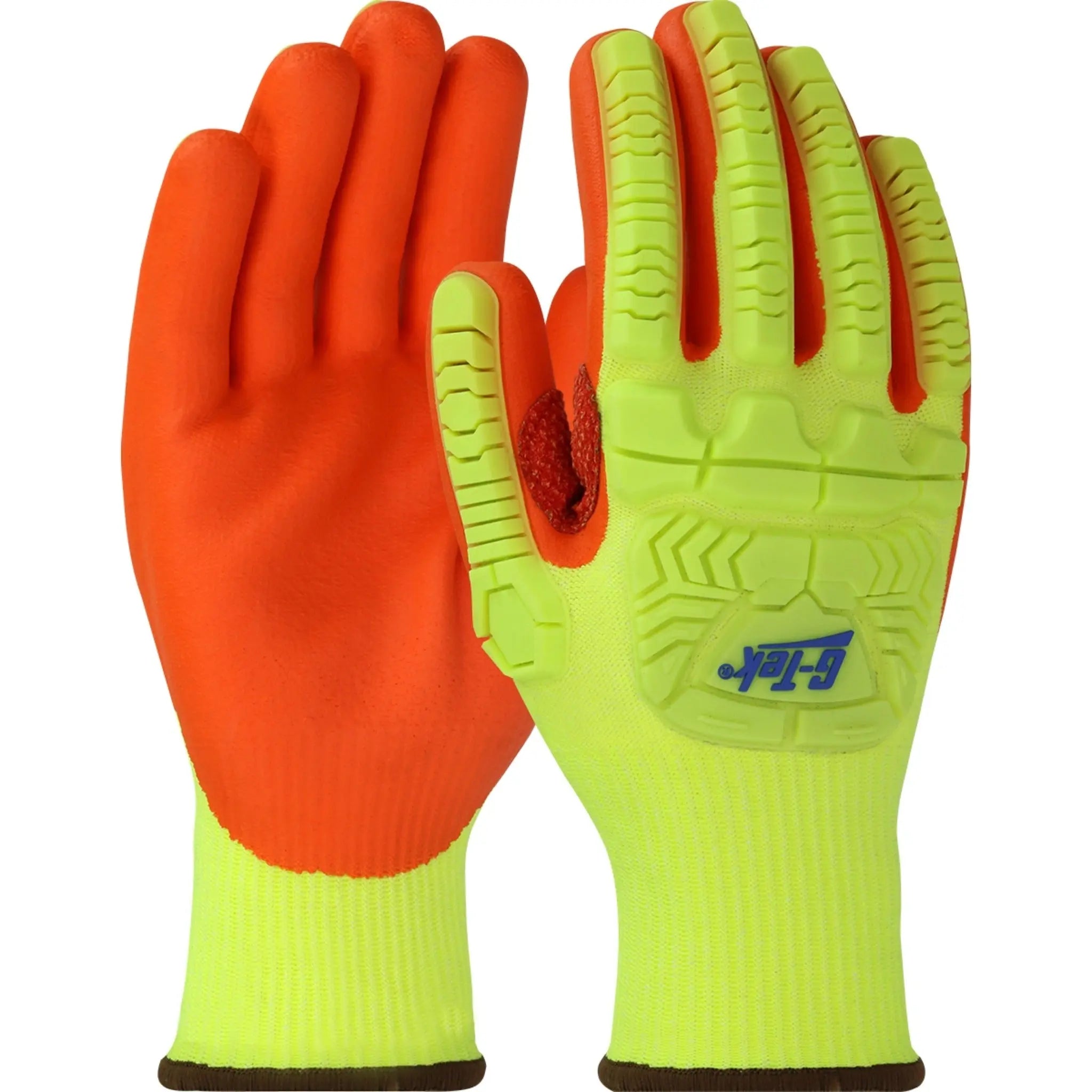 PIP G-Tel PolyKor HVY710HSNFB Seamless Knit Polykor Blended Glove with Hi-Vis Impact Protection and Nitrile Foam Coated Palm and Fingers-Main_Image