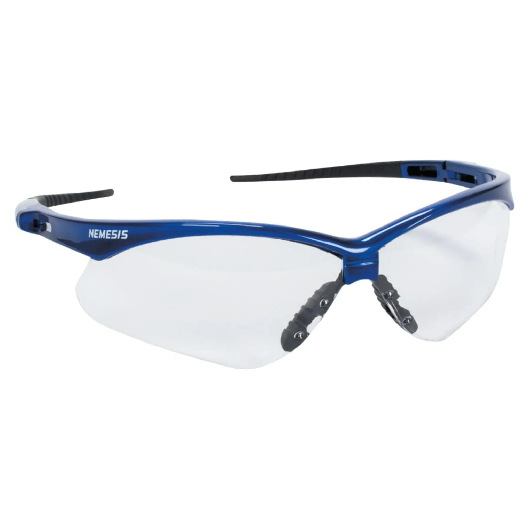 KIMBERLY-CLARK Kleenguard V30 47384 Nemesis Safety Glasses, Clear Anti-Fog Lenses With Metallic Blue Frame, Case of 12