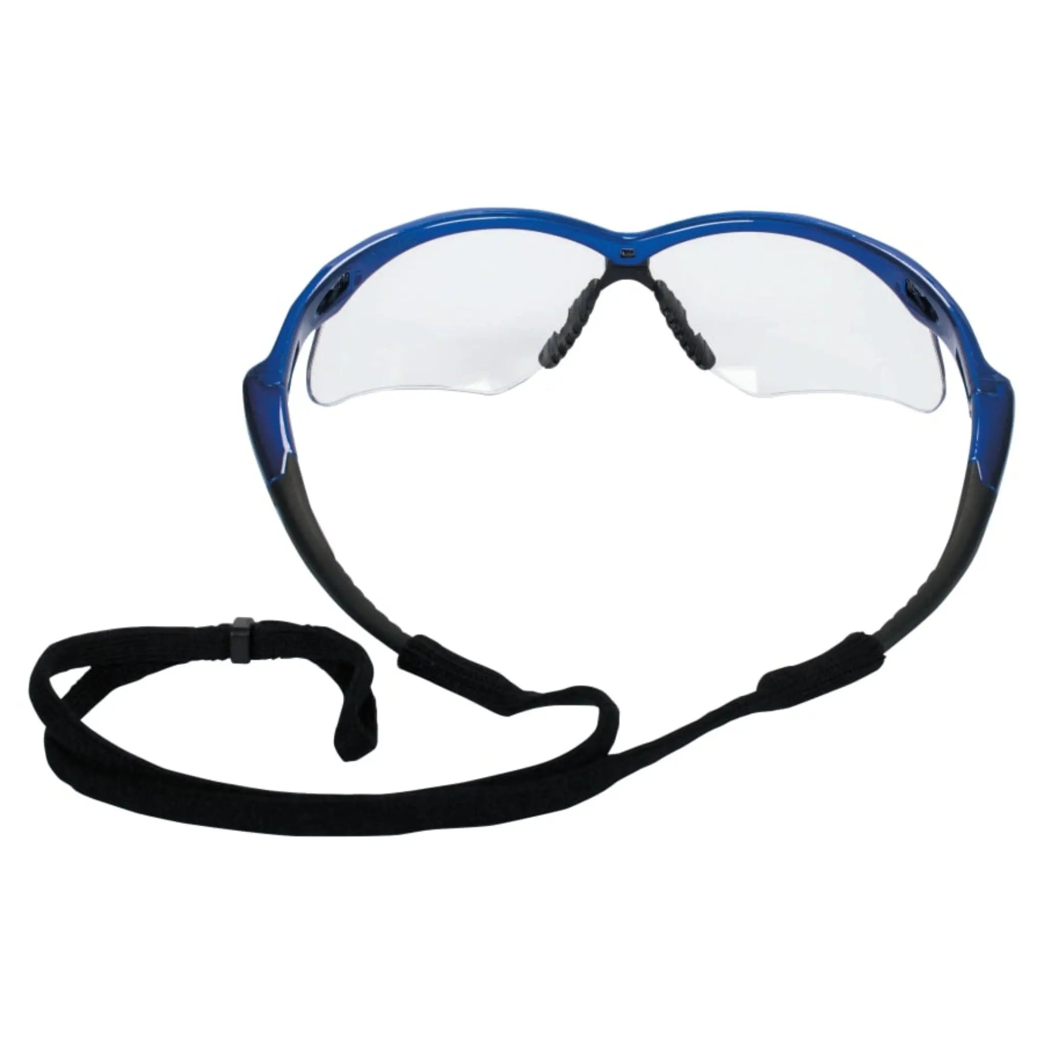 KIMBERLY-CLARK Kleenguard V30 47384 Nemesis Safety Glasses, Clear Anti-Fog Lenses With Metallic Blue Frame, Case of 12