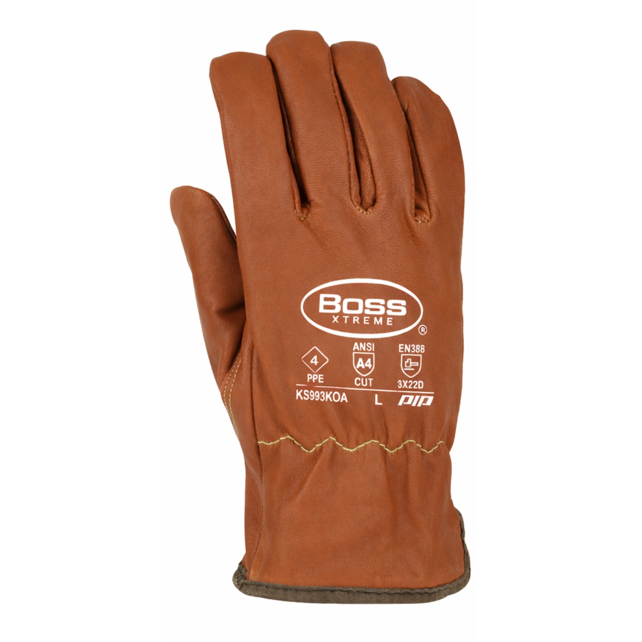 PIP Boss Xtreme KS993KOA AR Top Grain Goatskin Leather Drivers Glove with Oil Armor Finish and Para-Aramid Lining-Back_Image