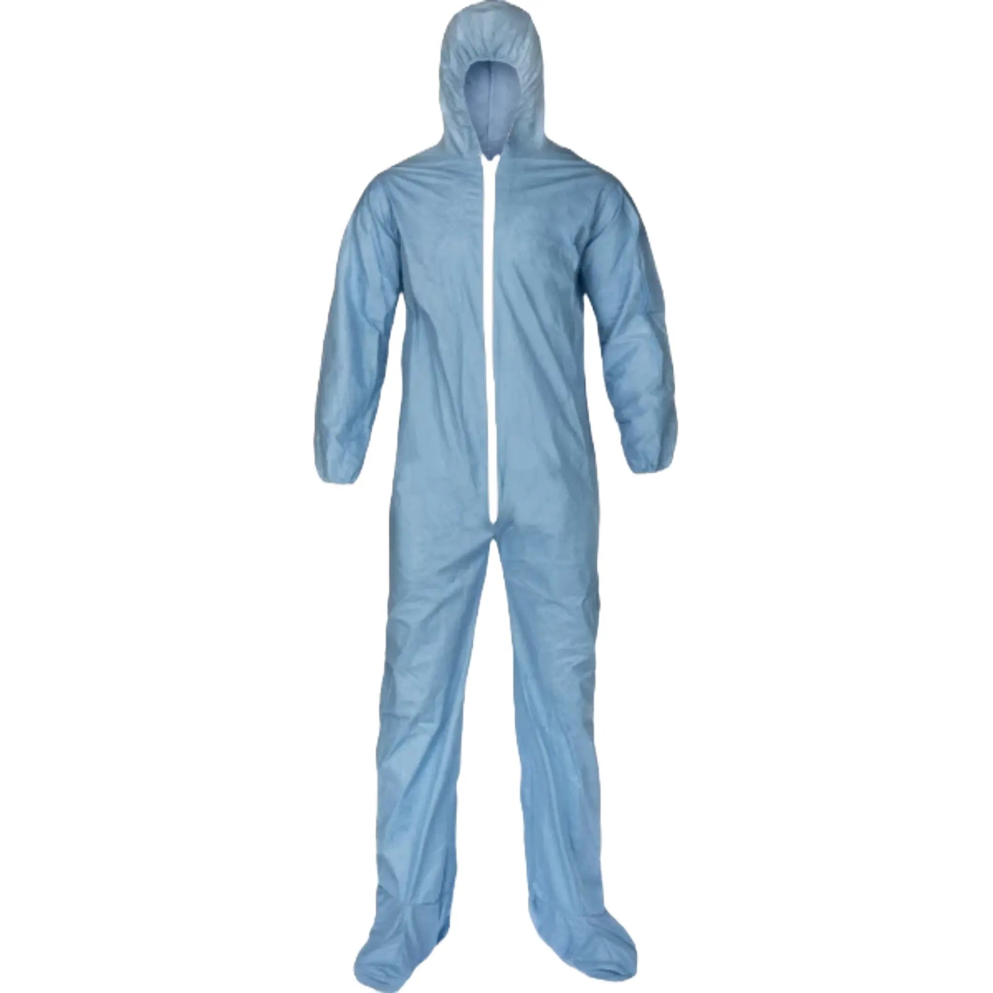Lakeland Pyrolon Plus 2 7414B Blue Disposable Coveralls Attached Hood Boots and Elastic Wrists - Case of 25