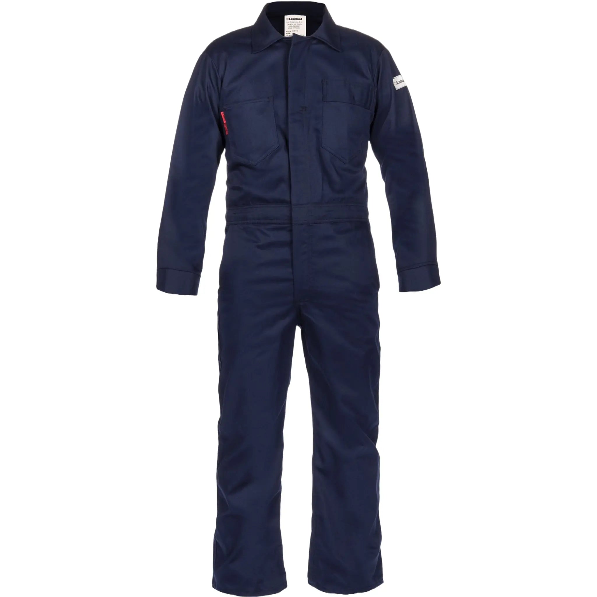 LAKELAND C08113 Coverall 100% FR Cotton 9oz, Navy, 1 Each, Main Image