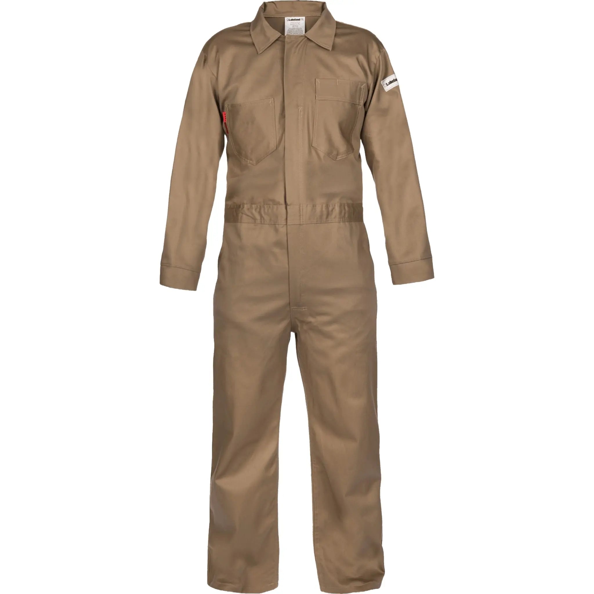 LAKELAND C08120 Coverall 100% FR Cotton 9oz, Tan, 1 Each, Main Image