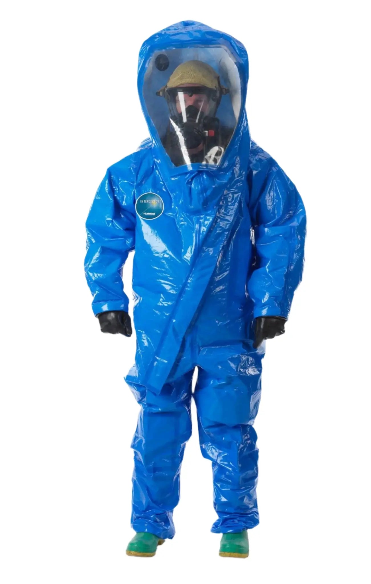 Lakeland Interceptor Deluxe INT650B Encapsulated Suit - Rear Entry, Blue, 1 Each, Side View, Front View