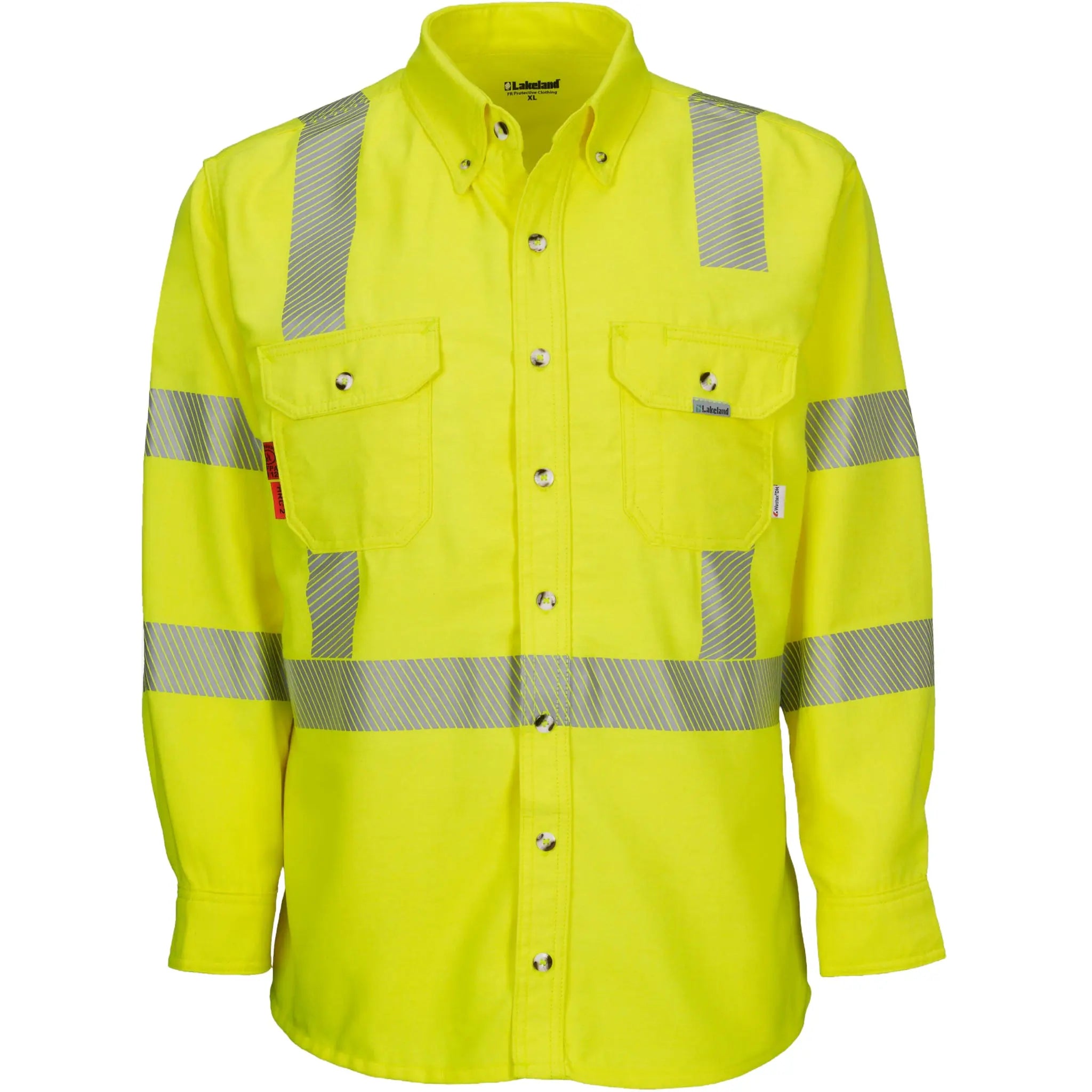 LAKELAND ISH65DH29RT FR Westex DH 6.5 Oz. Shirt, Hi-Vis Yellow, 1 Each
