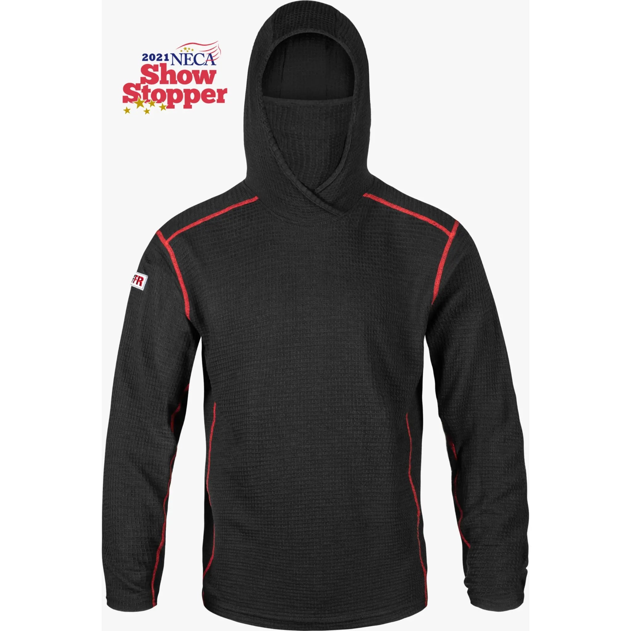 LAKELAND LSCMWH01 FR Waffle Hoodie with Neck Gaiter, Black, 1 Each