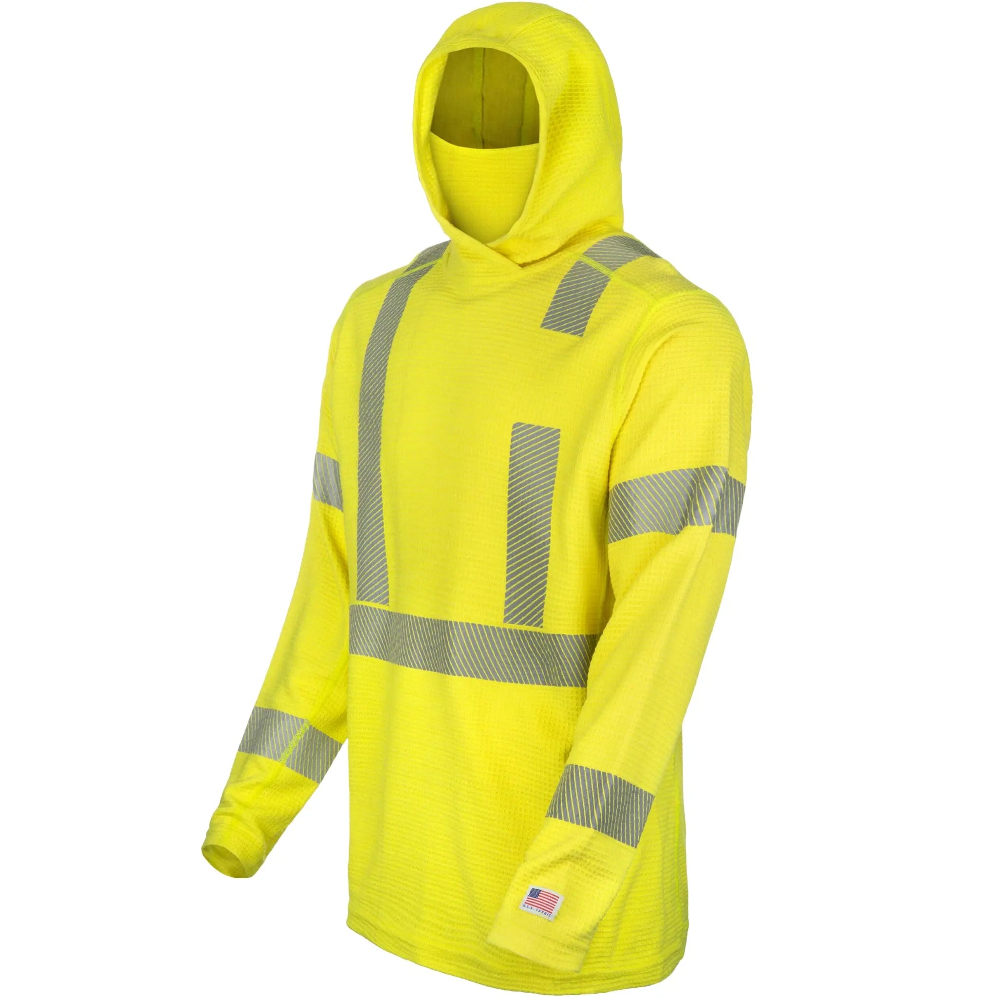 LAKELAND LSCMWH29RT FR Waffle Hoodie with Neck Gaiter, Hi-Vis Yellow, 1 Each