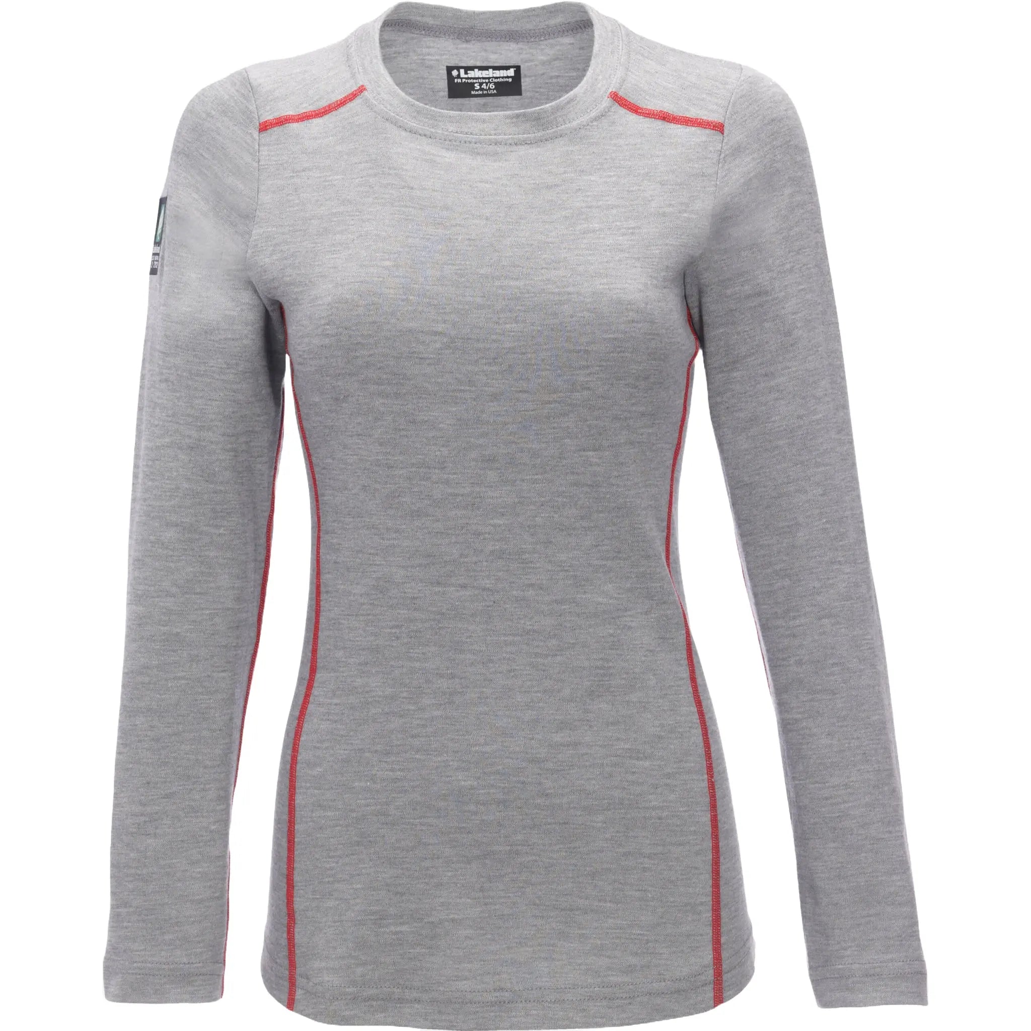 LAKELAND LSCWAT06 Women's FR Long Sleeve Crew Knit Shirt, Heather Gray, 1 Each