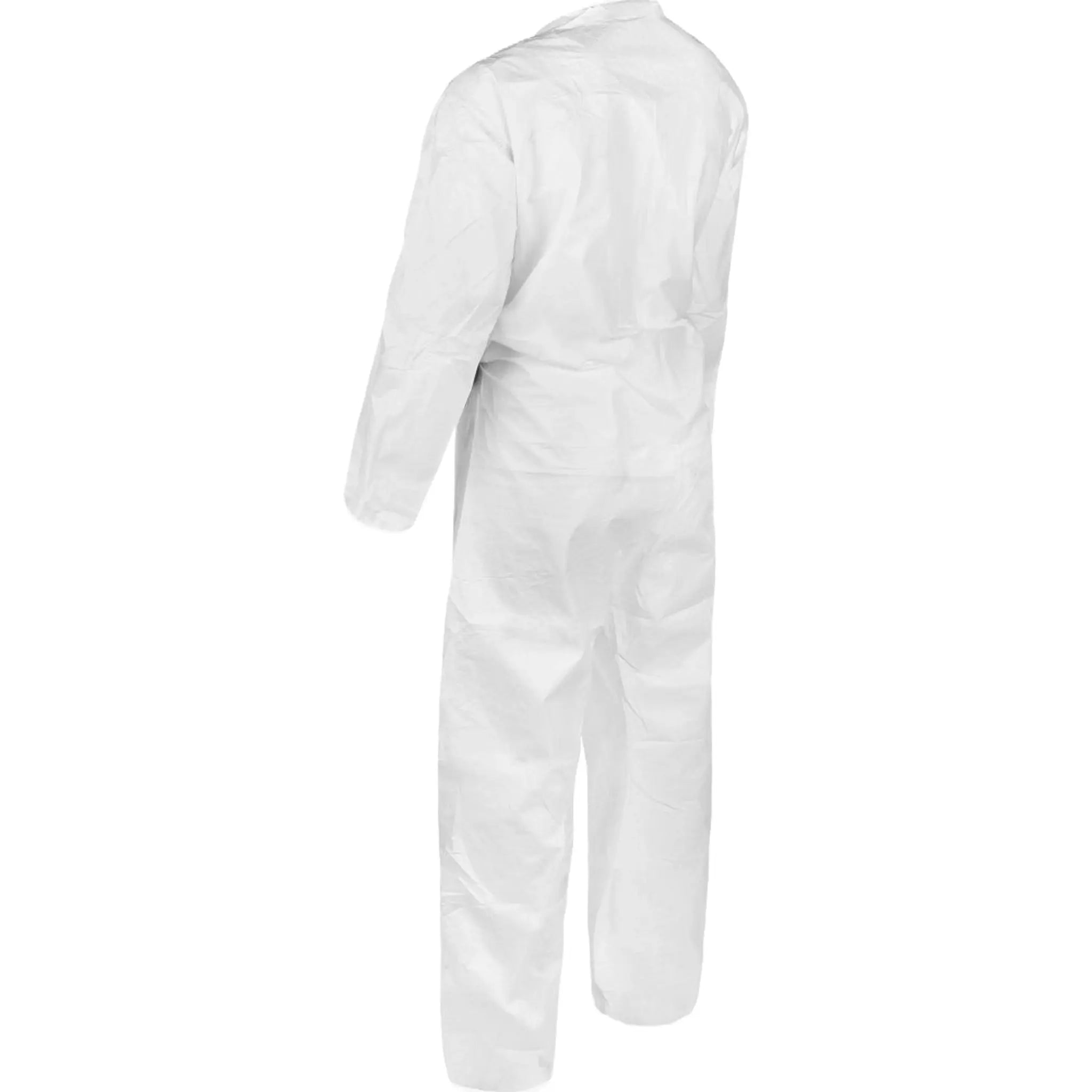Lakeland MicroMax NS MNSA412 ANSI Pattern Disposable Coveralls with Open Wrists and Ankles, Serged Seam, Zipper Closure, White, Main Image, Slanted Back View