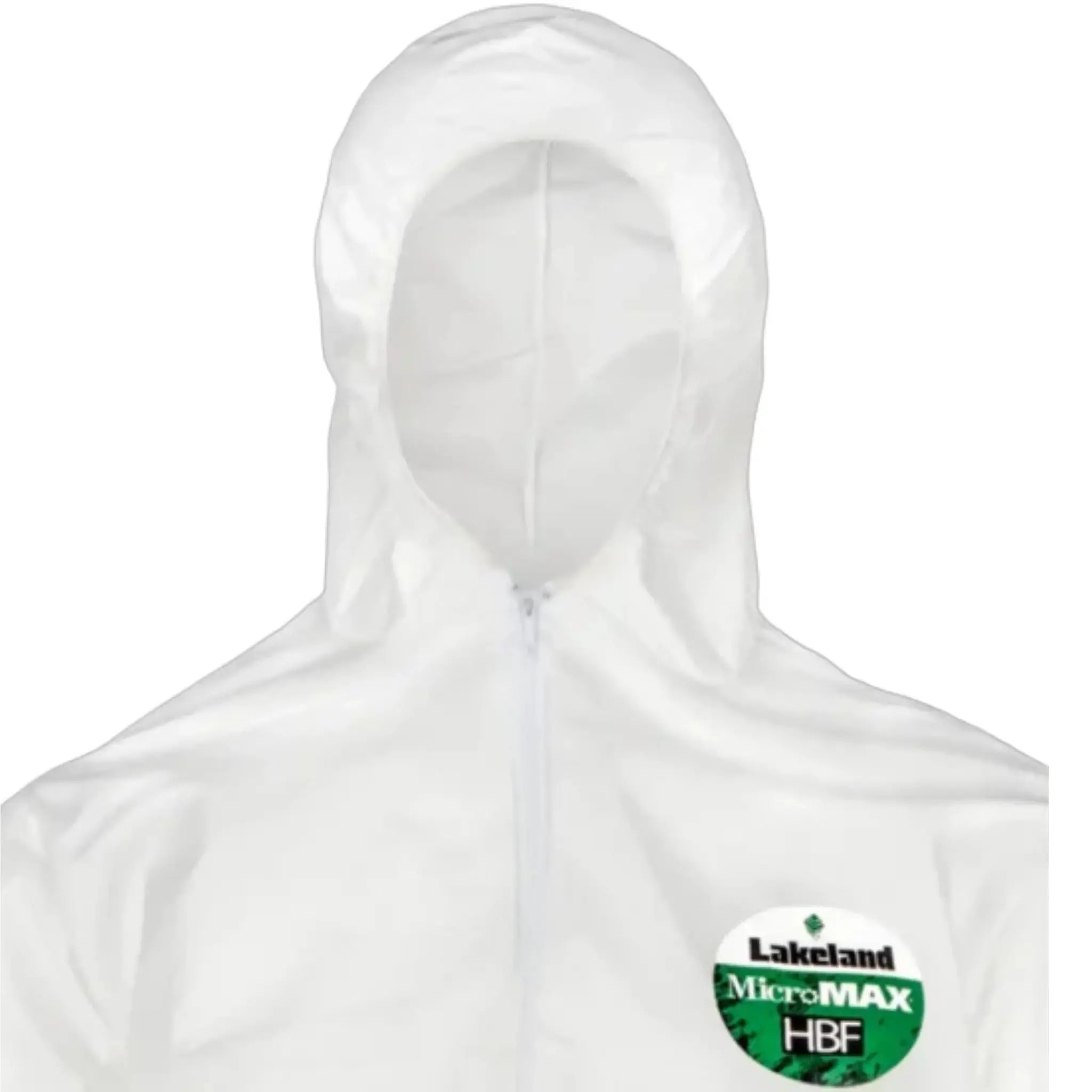 Lakeland MicroMax NS MNSA428 Disposable Coveralls with Attached hood, Elastic Wrist, Elastic Ankle, Zipper Closure, Serged Seam, ANSI Pattern , White, Zipper Closure