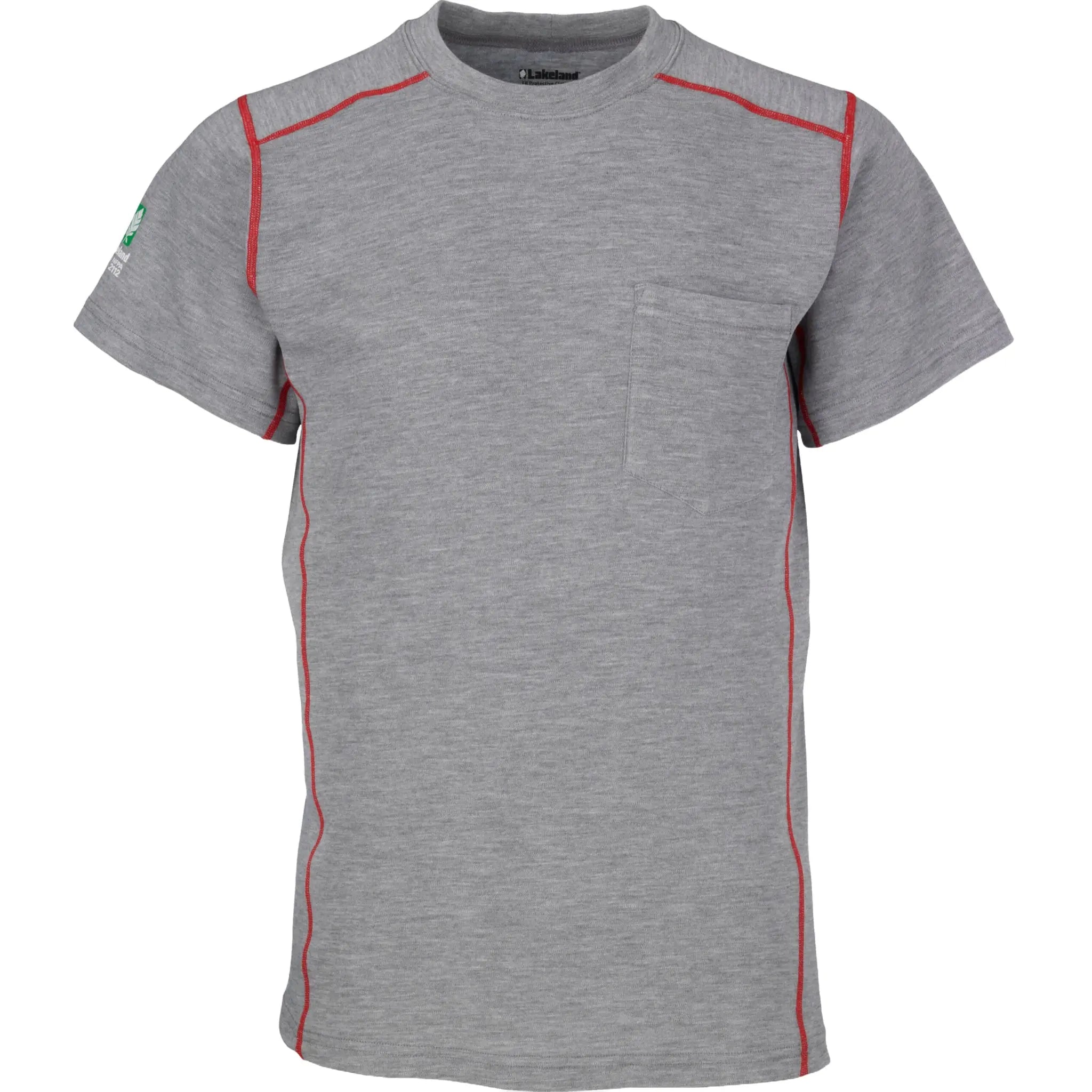 LAKELAND SSCAT06 FR Short Sleeve Crew Knit Shirt, Heather Gray, 1 Each
