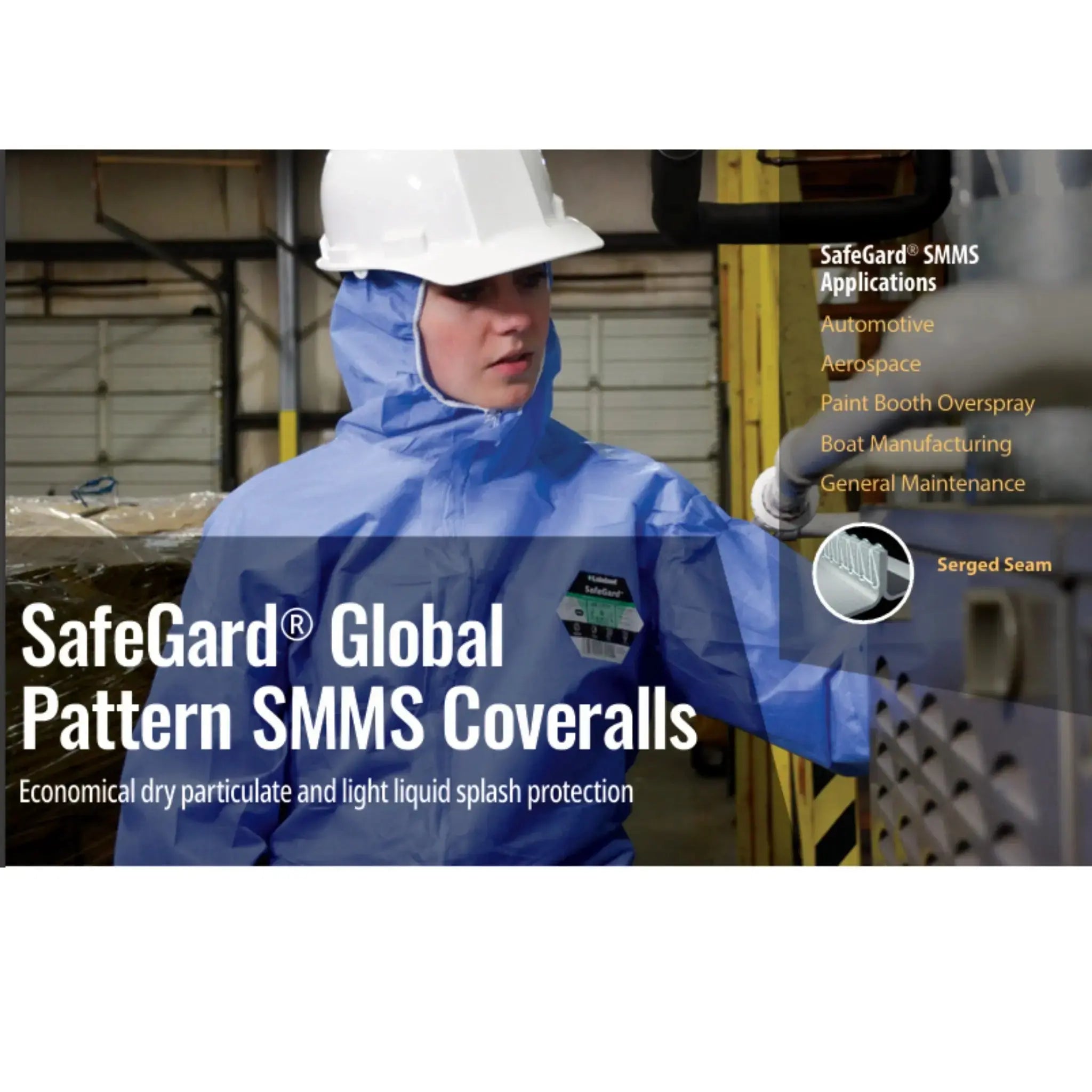 Lakeland SafeGard SSG414B Blue Coveralls with Attached Hood, Applications