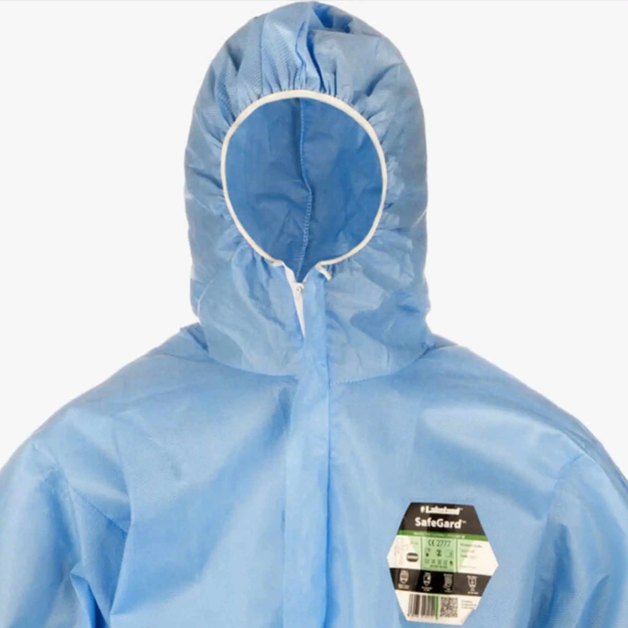Lakeland SafeGard SSG414B Blue Coveralls with Attached Hood, Hood Close Up