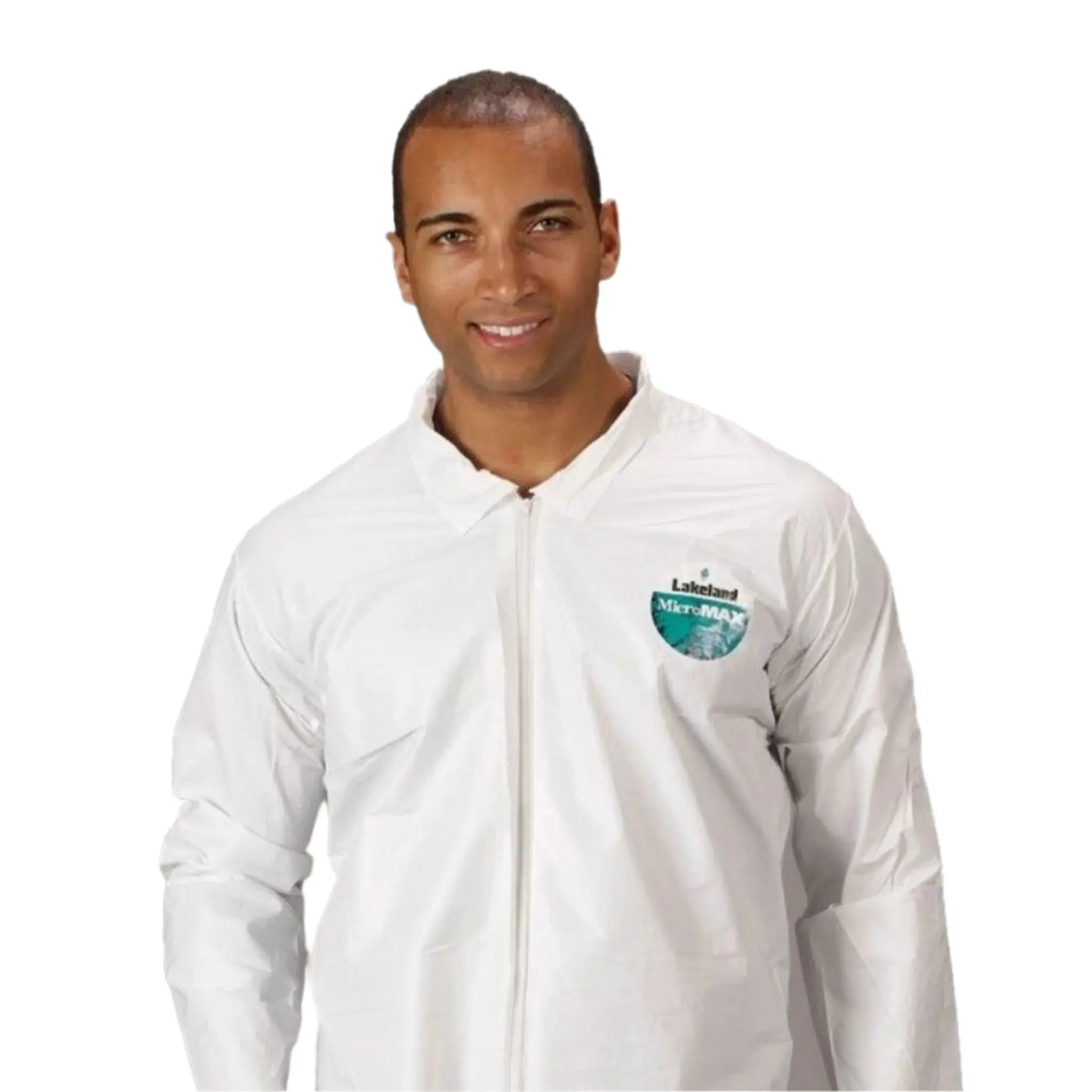 Lakeland MicroMax TG412 Zipper Closure Coverall, White, Upper Body View