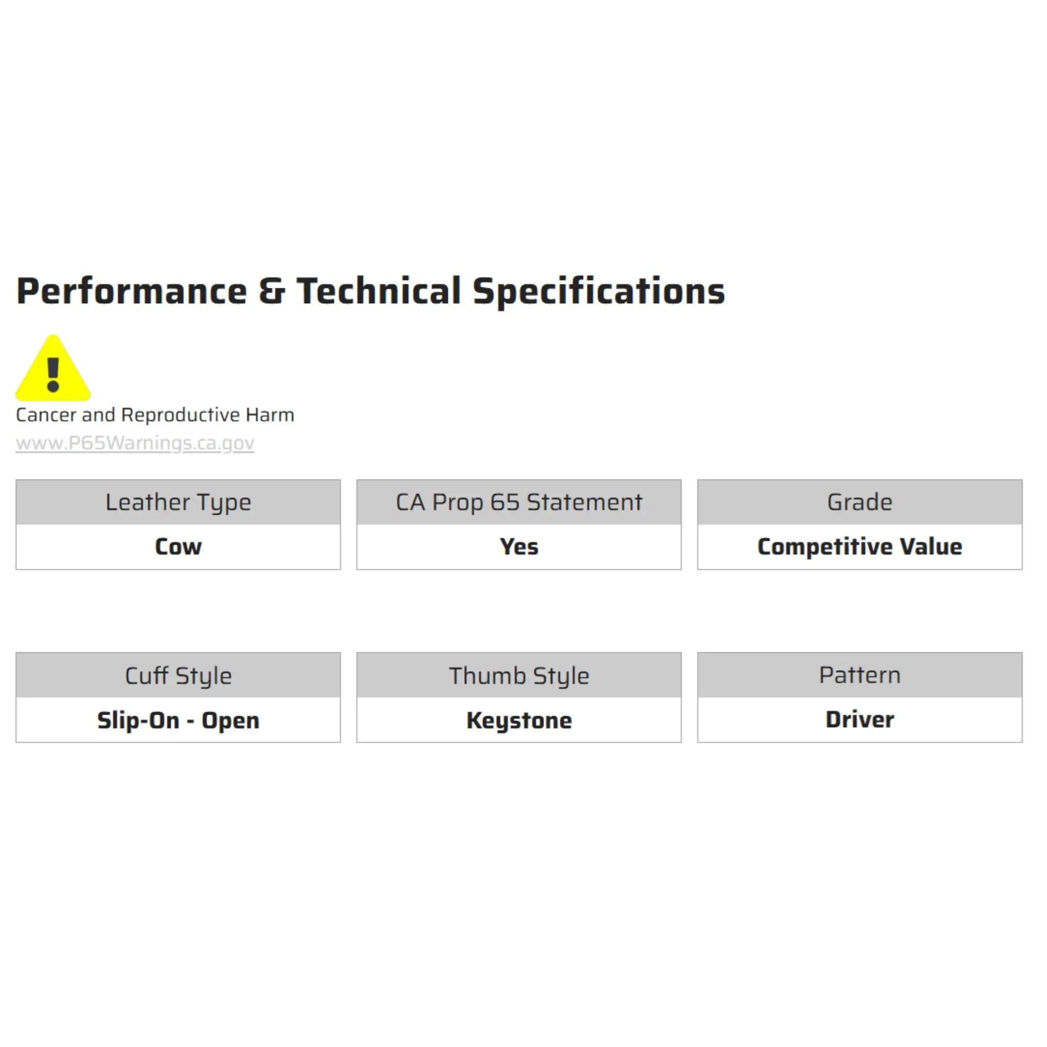 MCR Safety 3213 Leather Drivers Work Gloves, Specs