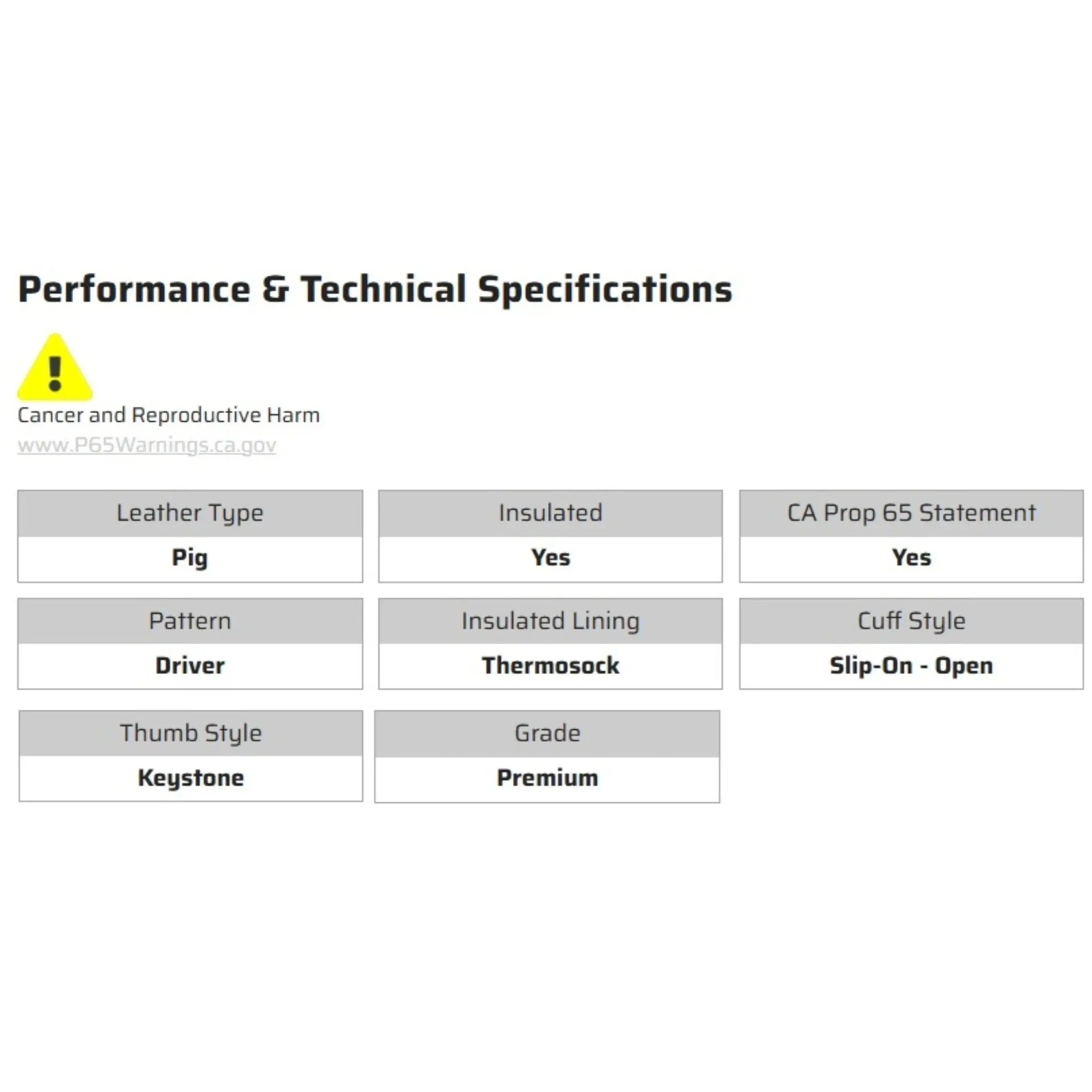 MCR Safety Artic Jack 3460 Insulated Work Gloves, Specs