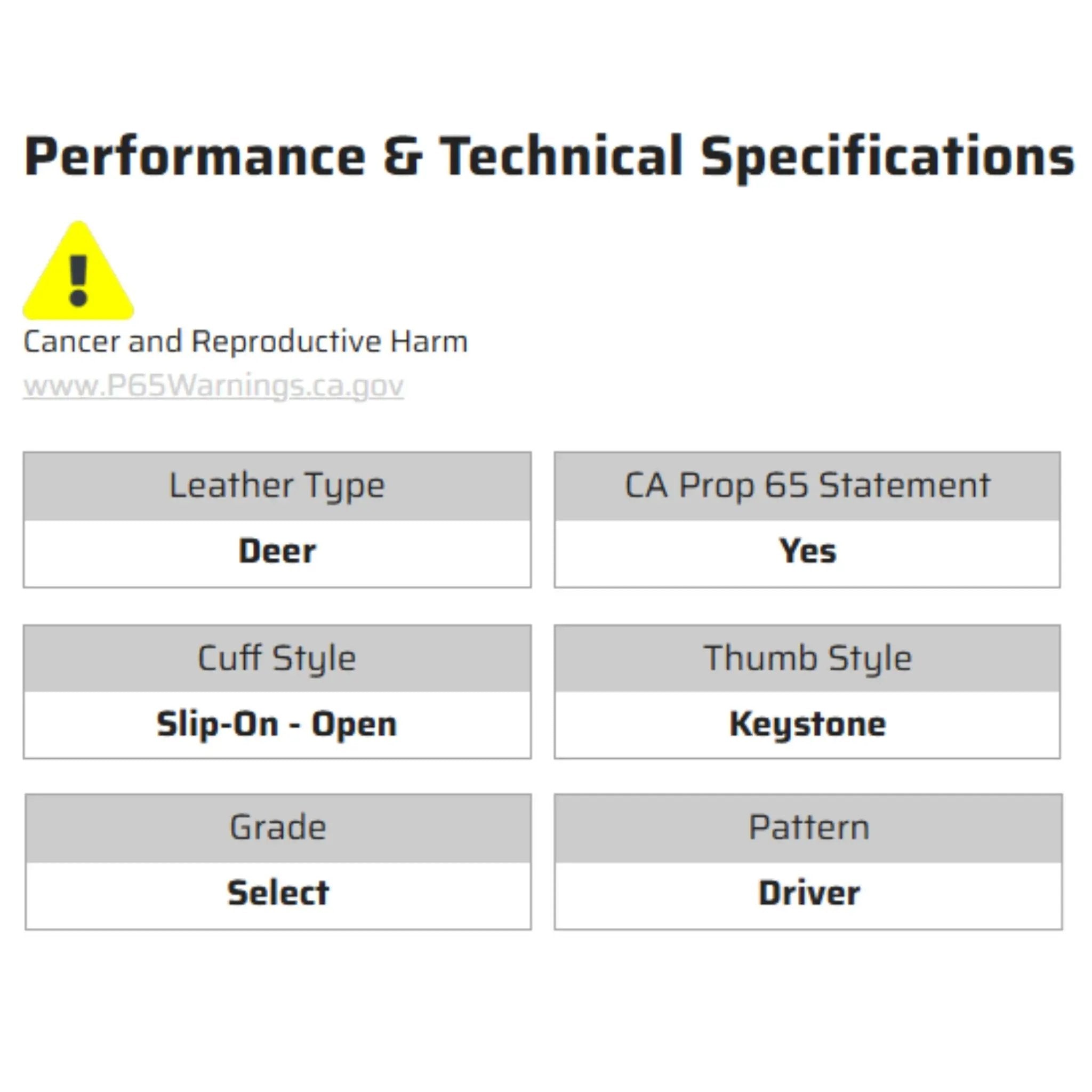 MCR Safety 3505 Leather Drivers Work Gloves, Specs
