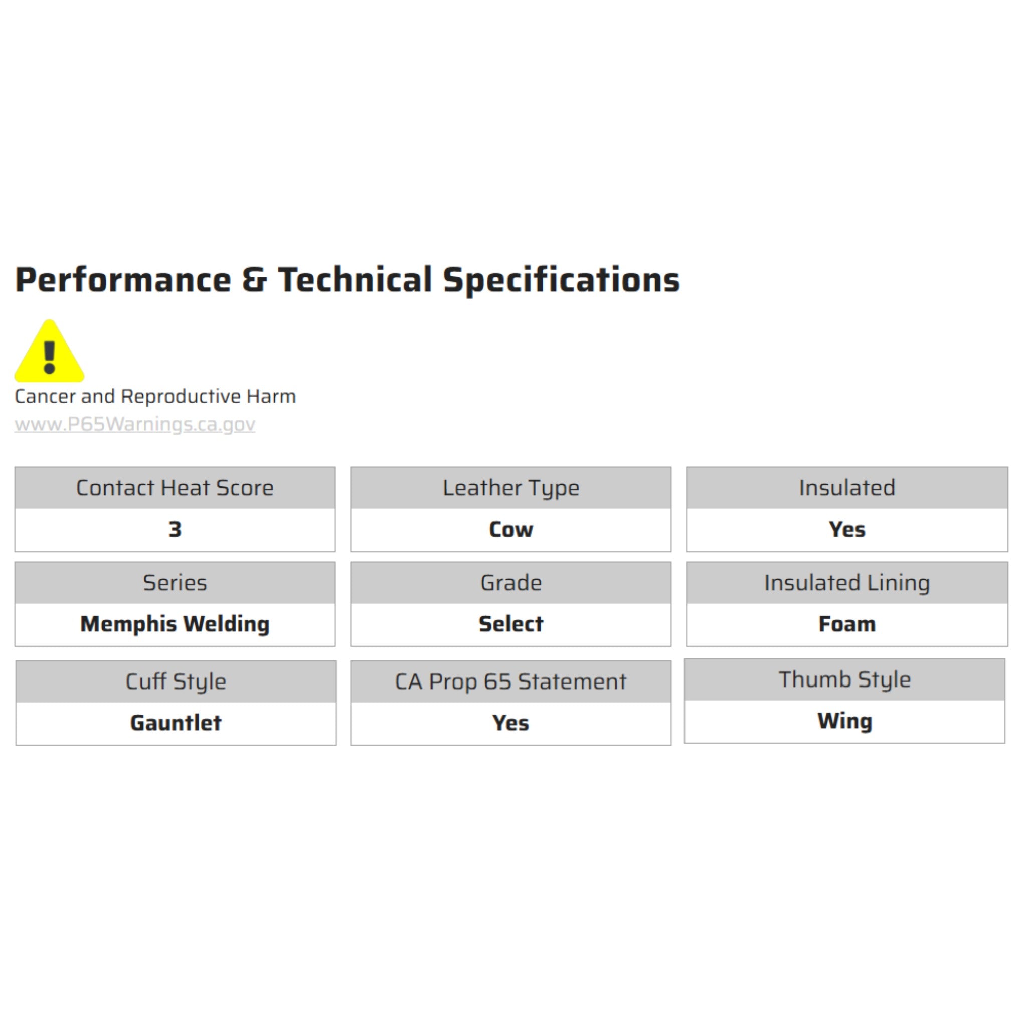 MCR Safety Welding 4500 Gloves, Specs