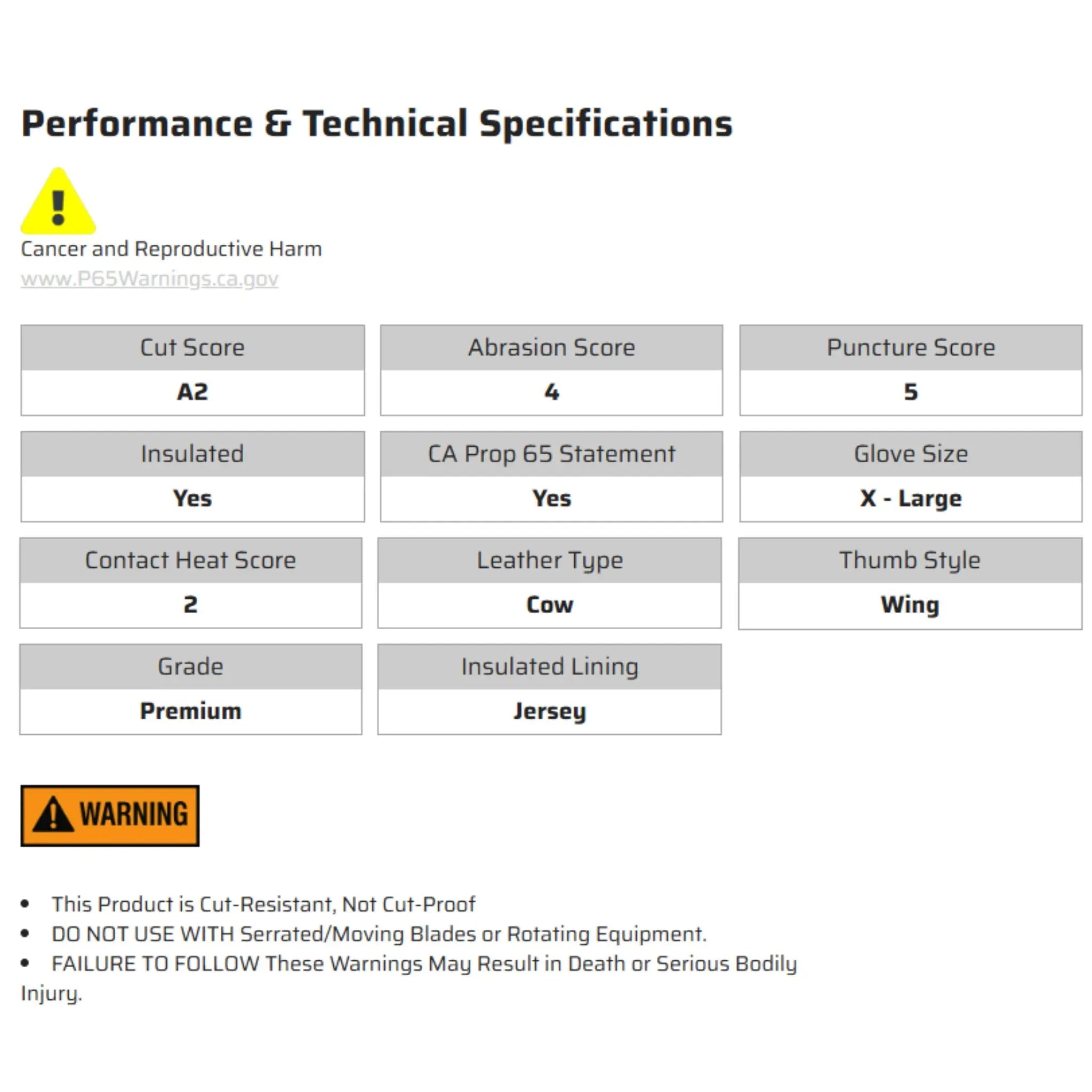 MCR Safety Mustang® 4620 Leather Welding Work Gloves, Specs